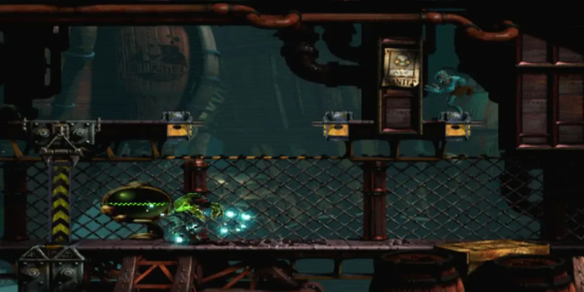 Nhân vật Abe trong một màn chơi của Oddworld Abe's Exoddus trên PS1