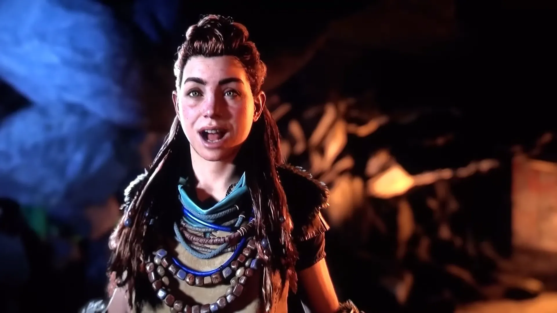 Nhân vật Aloy từ game Horizon tương tác với giao diện AI của Sony PlayStation
