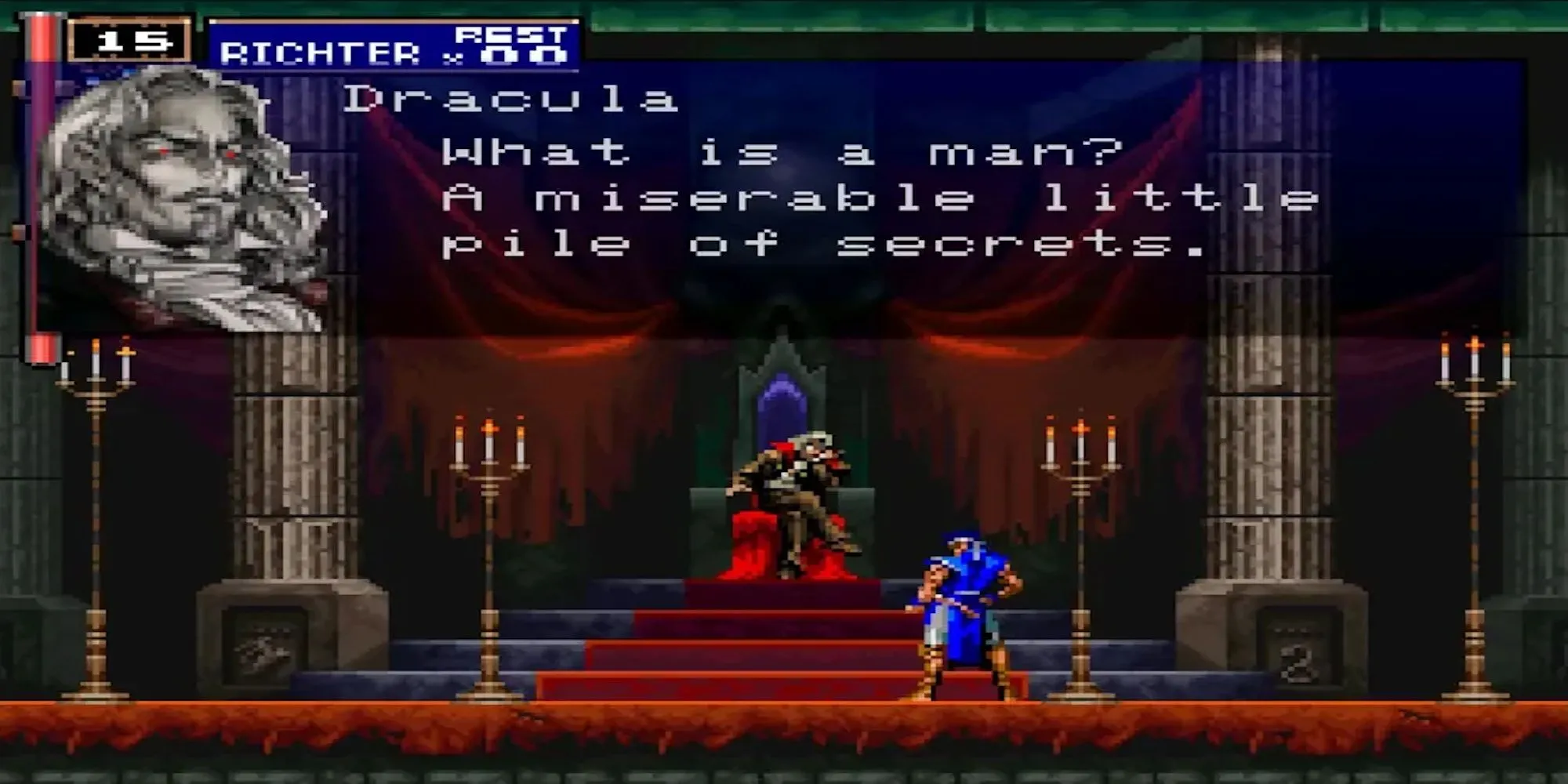 Nhân vật Alucard chiến đấu trong lâu đài của Castlevania Symphony of the Night PS1