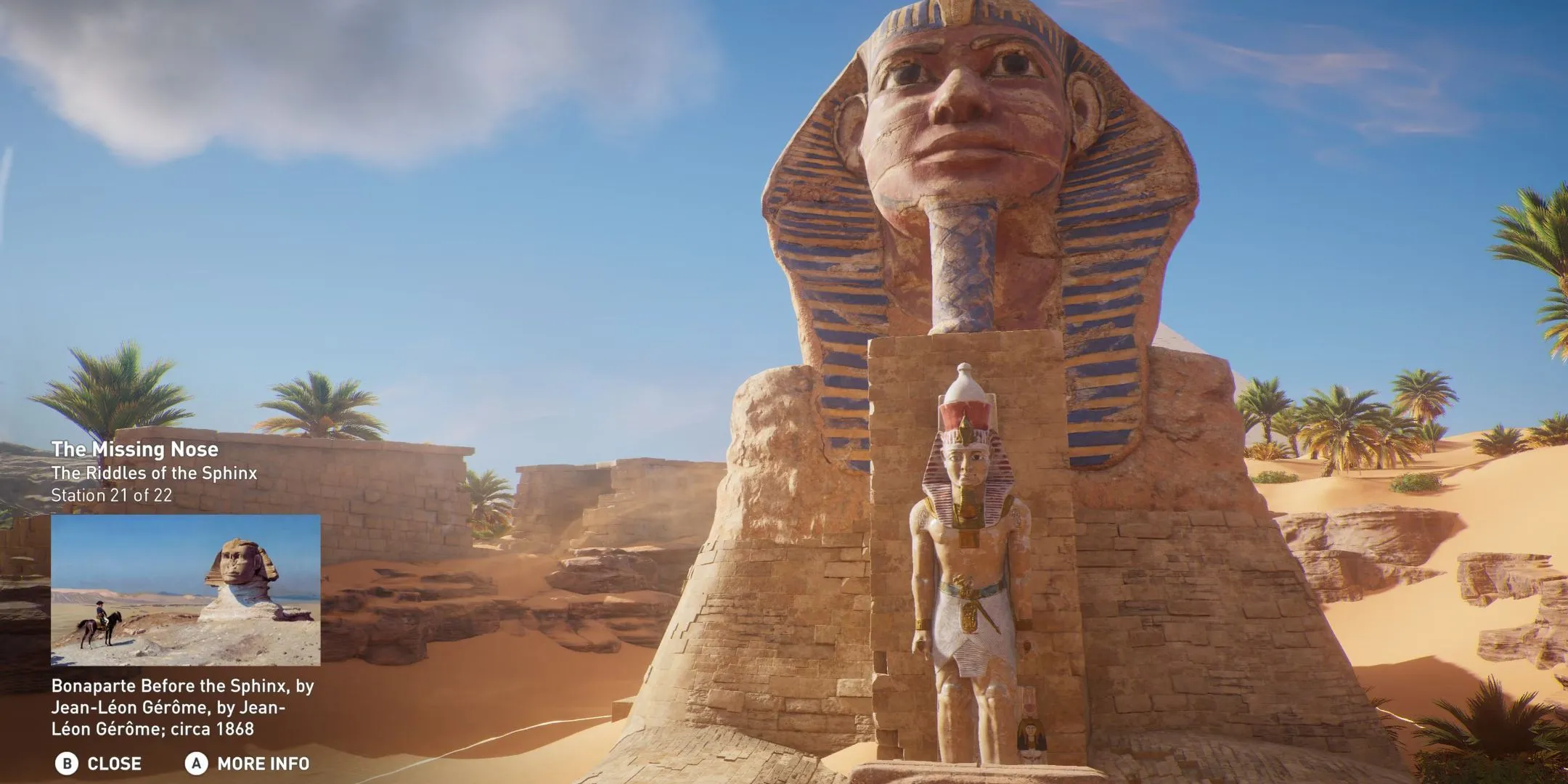 Nhân vật Bayek nhìn ra Kim Tự Tháp Giza trong Assassin's Creed Origins