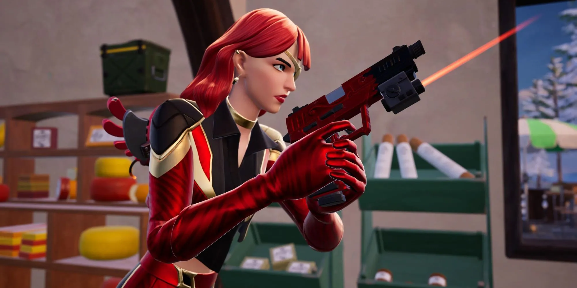 Nhân vật Fortnite trong Chapter 5 Season 1 đang ngắm bắn từ một vị trí cao