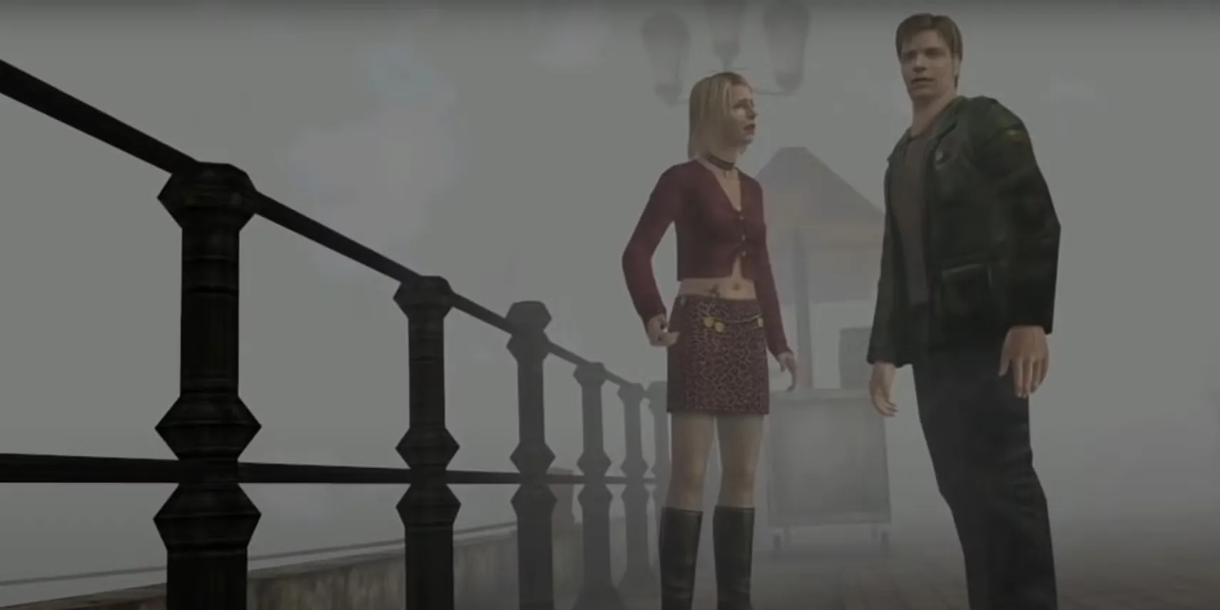 Nhân vật James Sunderland trong Silent Hill 2 đối mặt với quái vật Pyramid Head, biểu tượng game kinh dị tâm lý