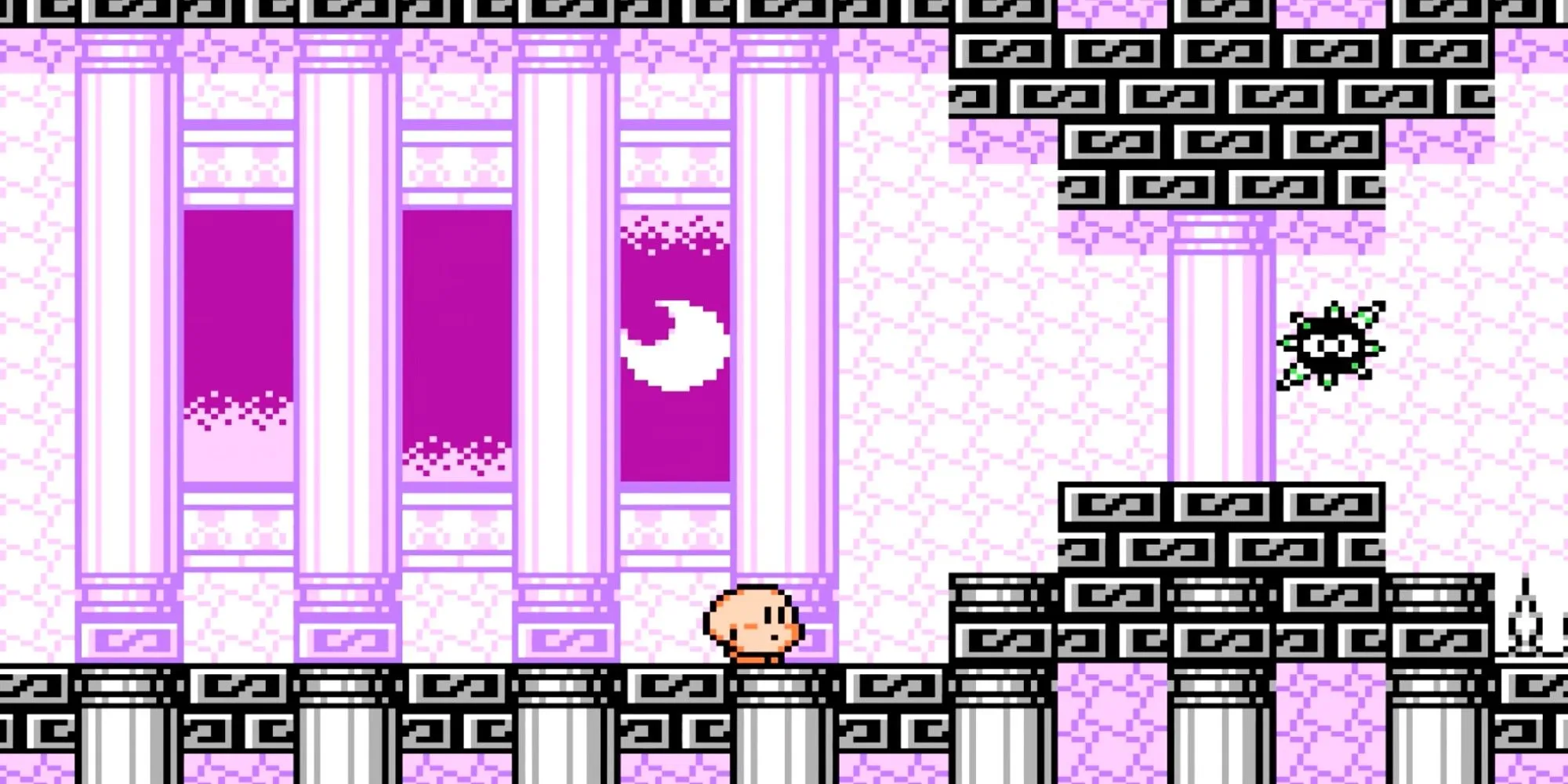Nhân vật Kirby hồng đáng yêu trong Kirby's Adventure trên NES