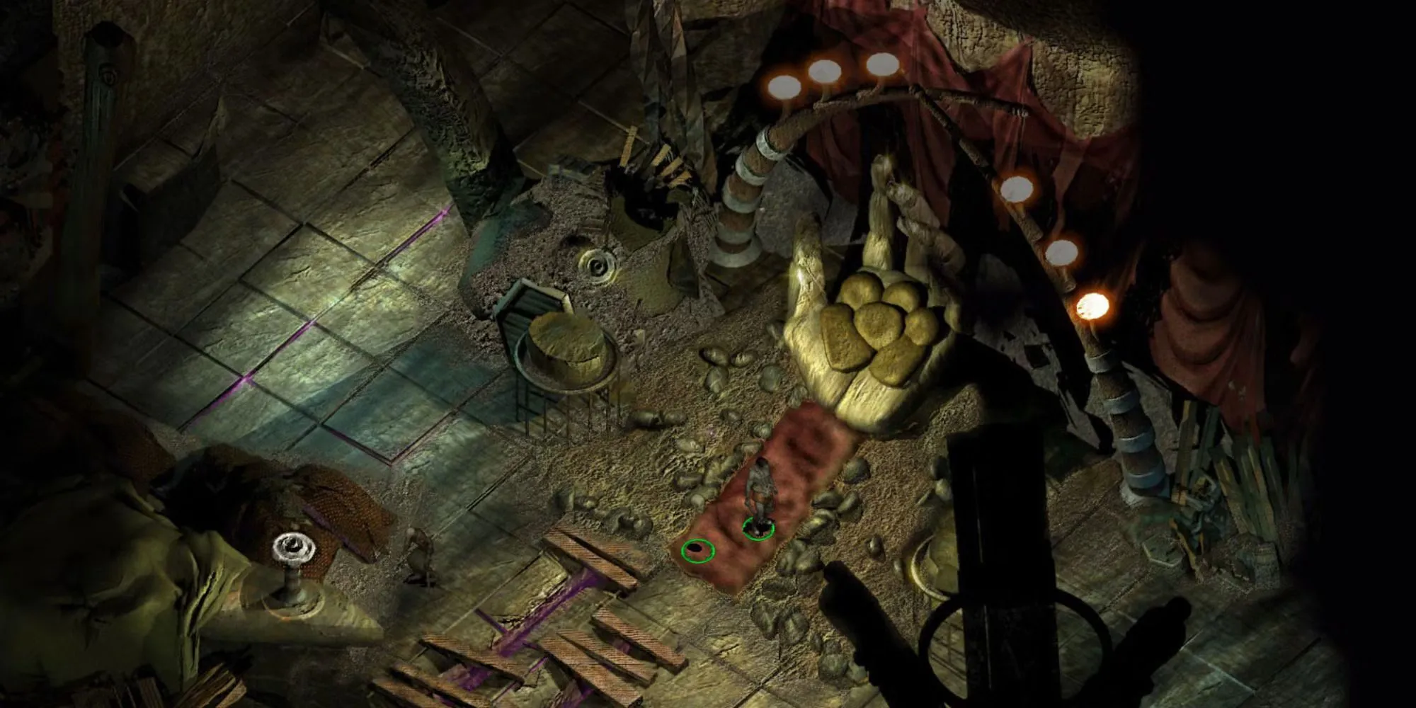 Nhân vật Nameless One trong Planescape Torment giữa khung cảnh kỳ ảo của Sigil