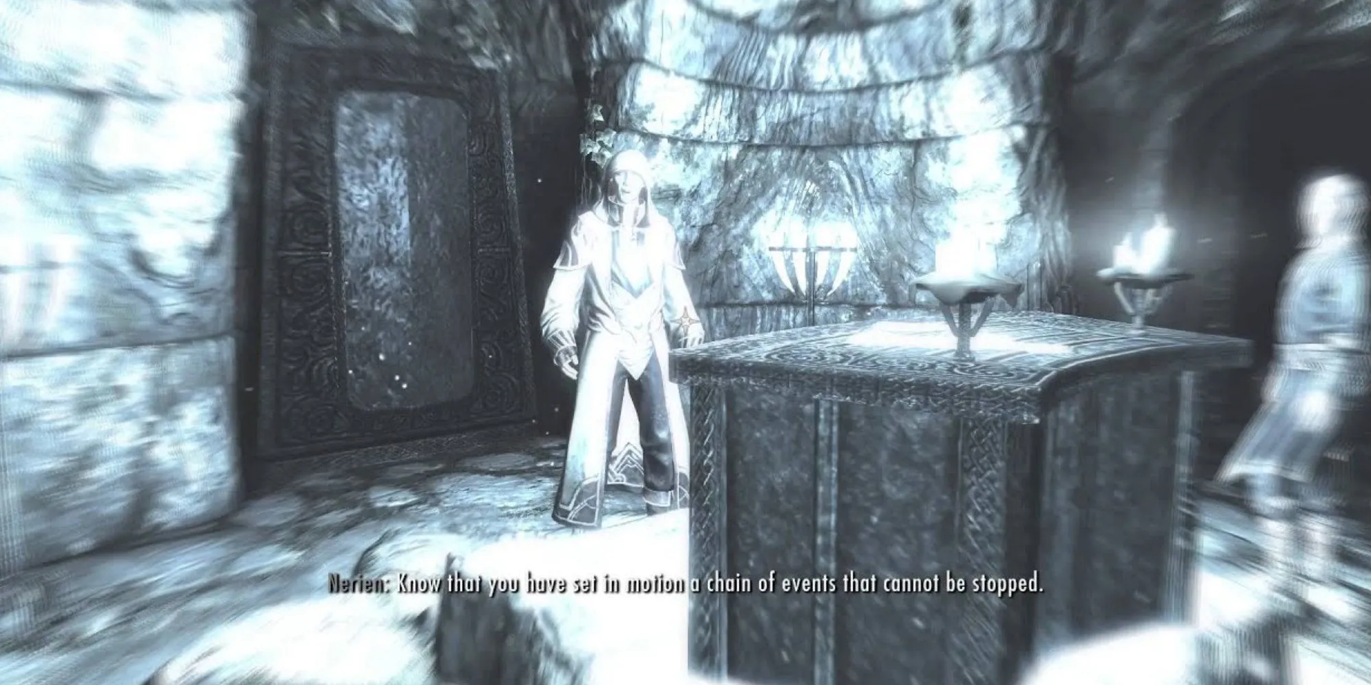 Nhân vật Nerien xuất hiện trong nhiệm vụ Under Saarthal tại Học Viện Winterhold Skyrim