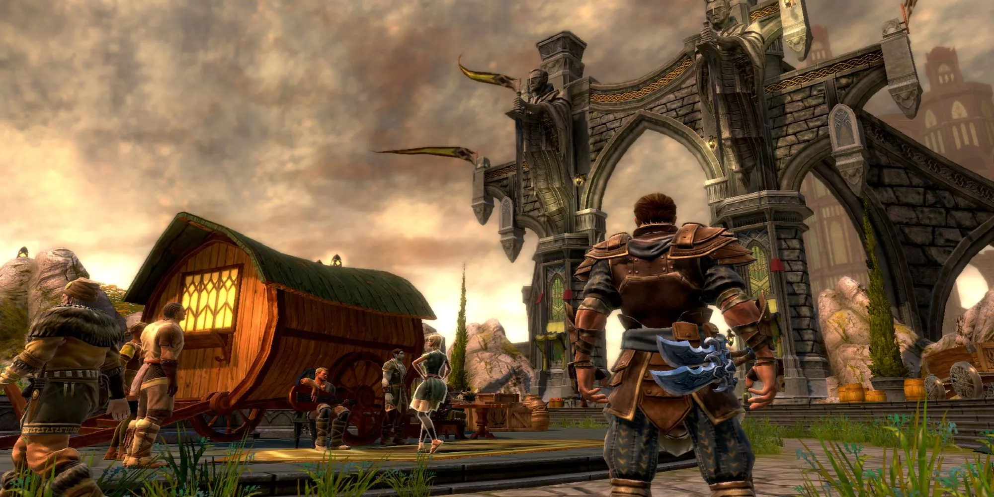 Nhân vật pháp sư đang thi triển một luồng năng lượng phép thuật mạnh mẽ trong Kingdoms of Amalur Reckoning