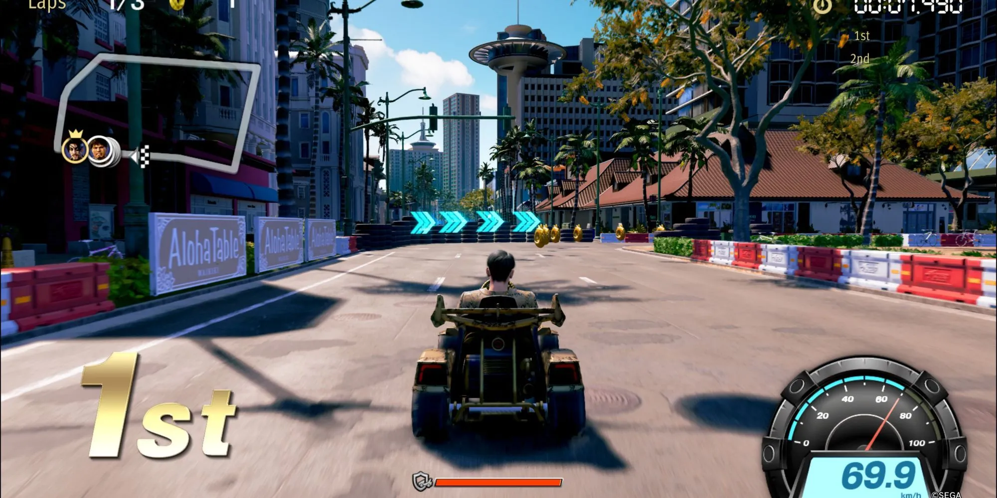 Nhân vật Ran tại quầy Dragon Kart trong Like A Dragon Pirate Yakuza in Hawaii