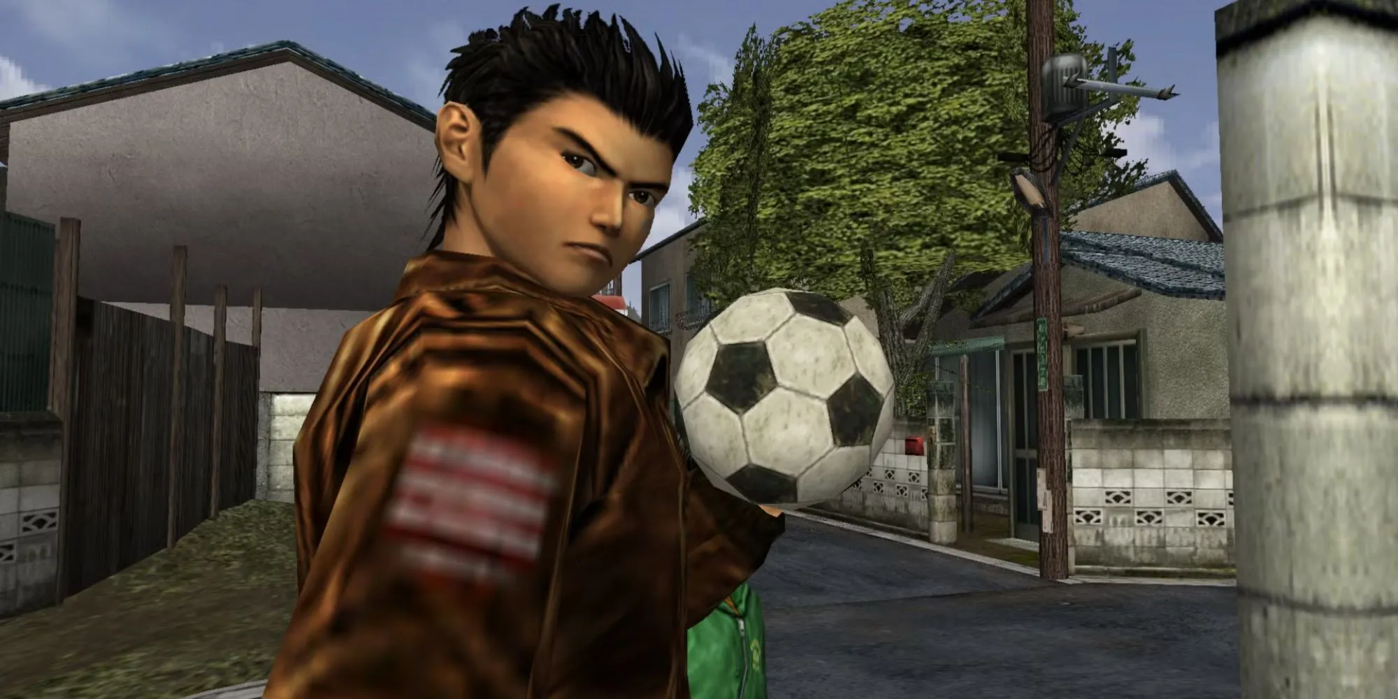 Nhân vật Ryo Hazuki trong Shenmue đang thực hiện một cú đá
