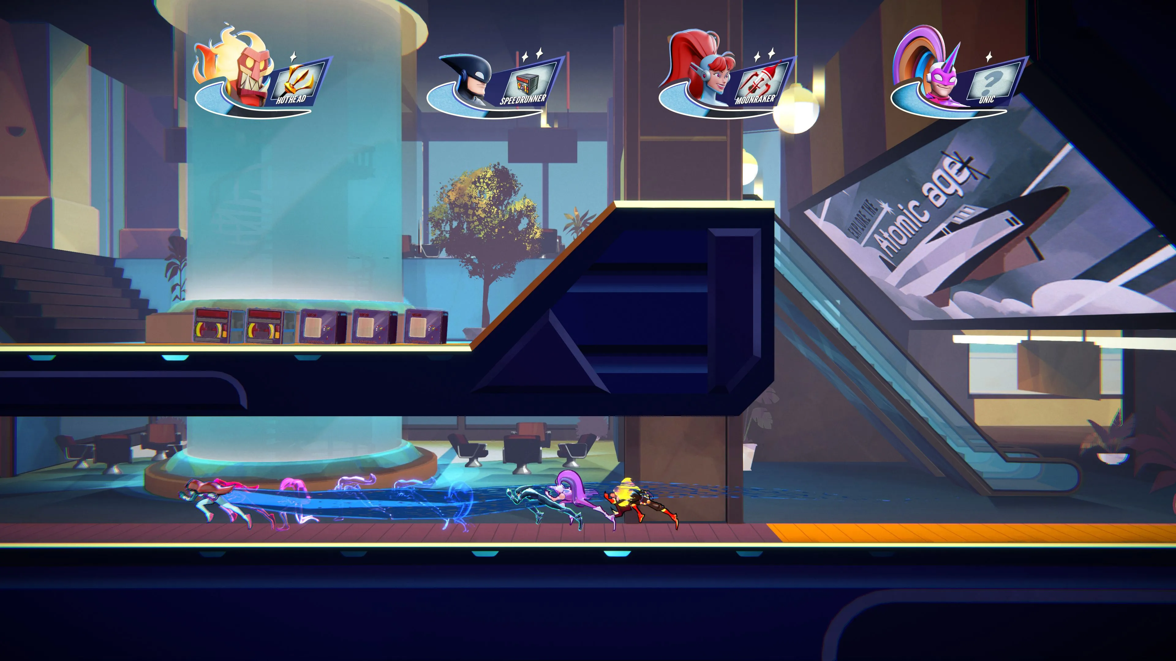Nhân vật SpeedRunners 2 đang tham gia cuộc đua gay cấn trên màn hình ngang