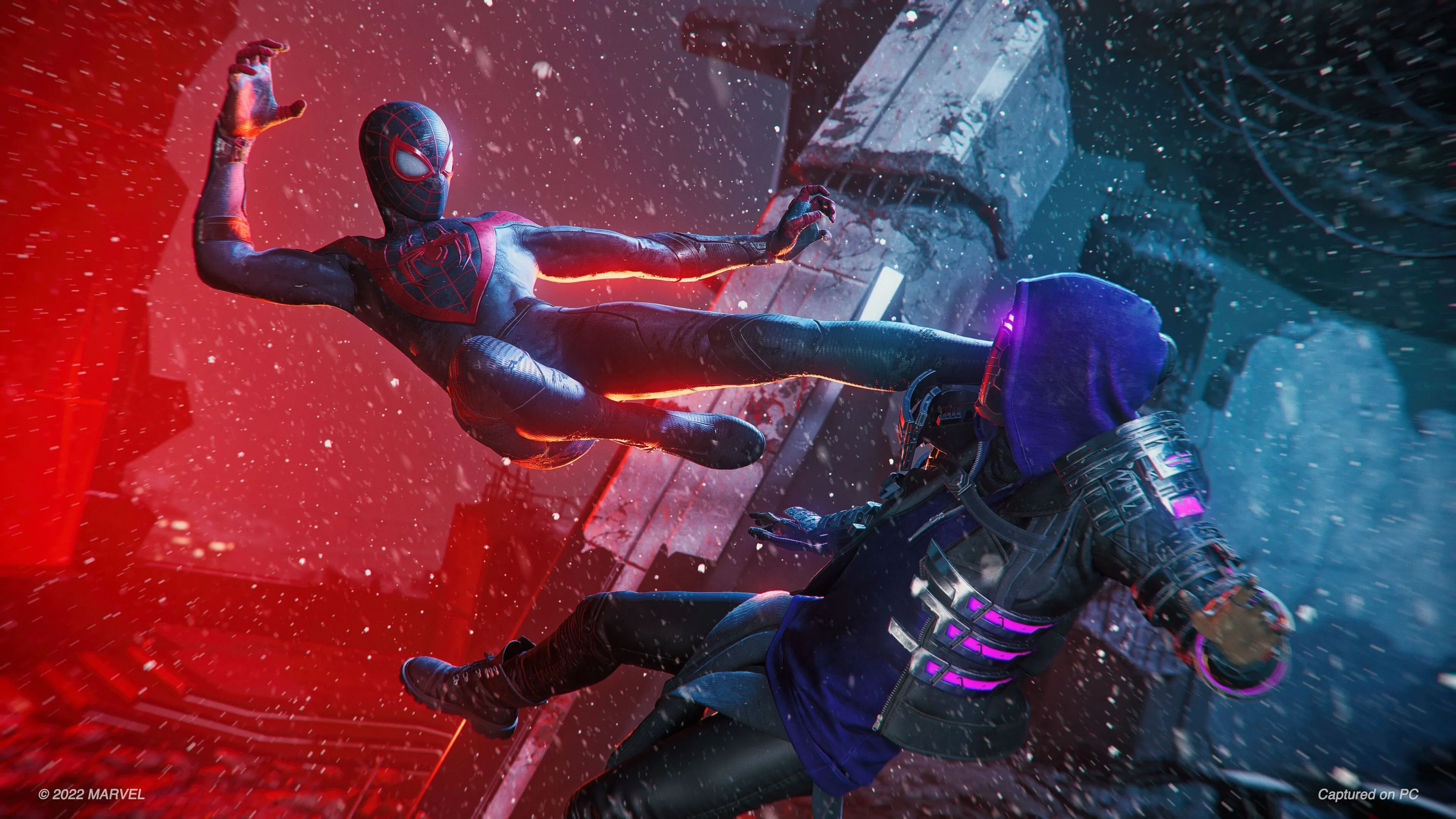 Nhân vật Spider-Man Miles Morales trong bộ đồ chiến đấu, minh họa cho sự vắng mặt của Commander Decks chủ đề Spider-Man trong MTG