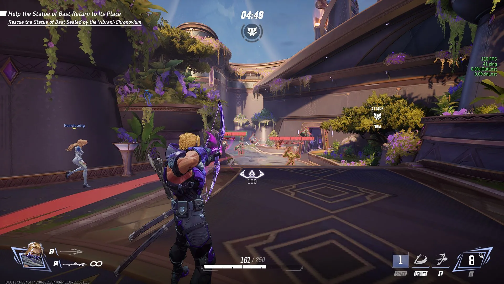 Nhân vật trong game Marvel Rivals đang chiến đấu với các hiệu ứng kỹ năng đẹp mắt