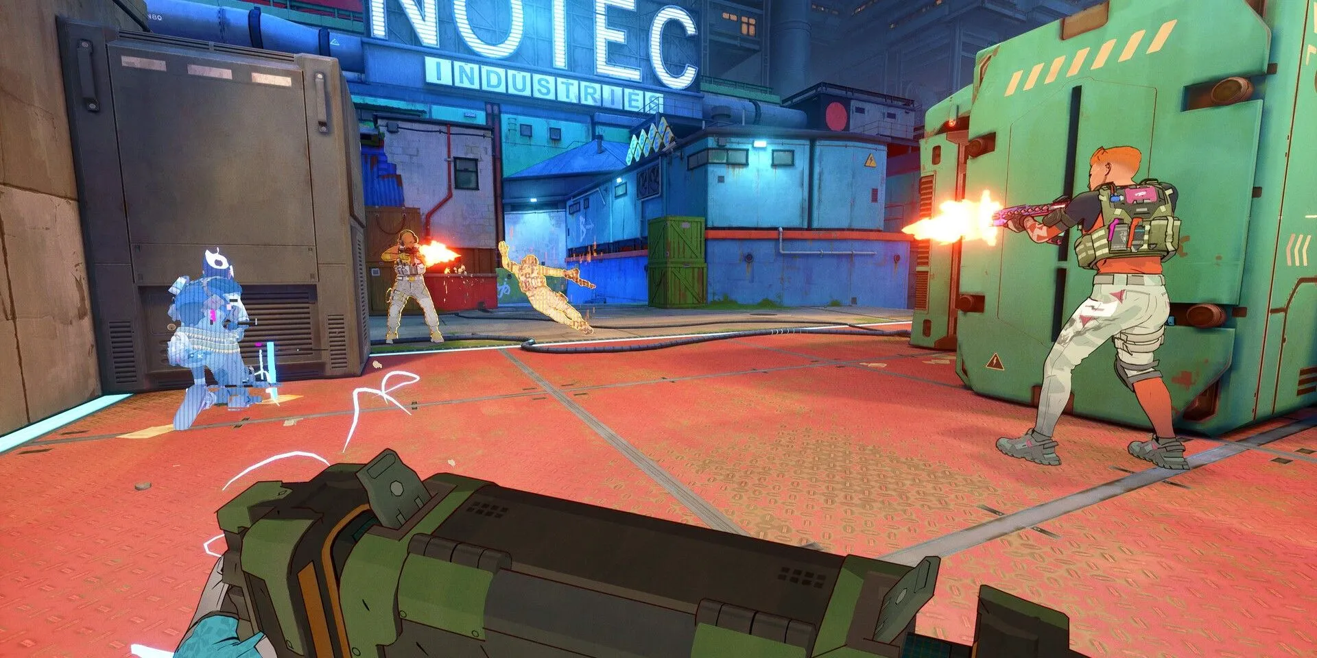 Nhân vật trong game Spectre Divide với phong cách nghệ thuật độc đáo đang ngắm bắn