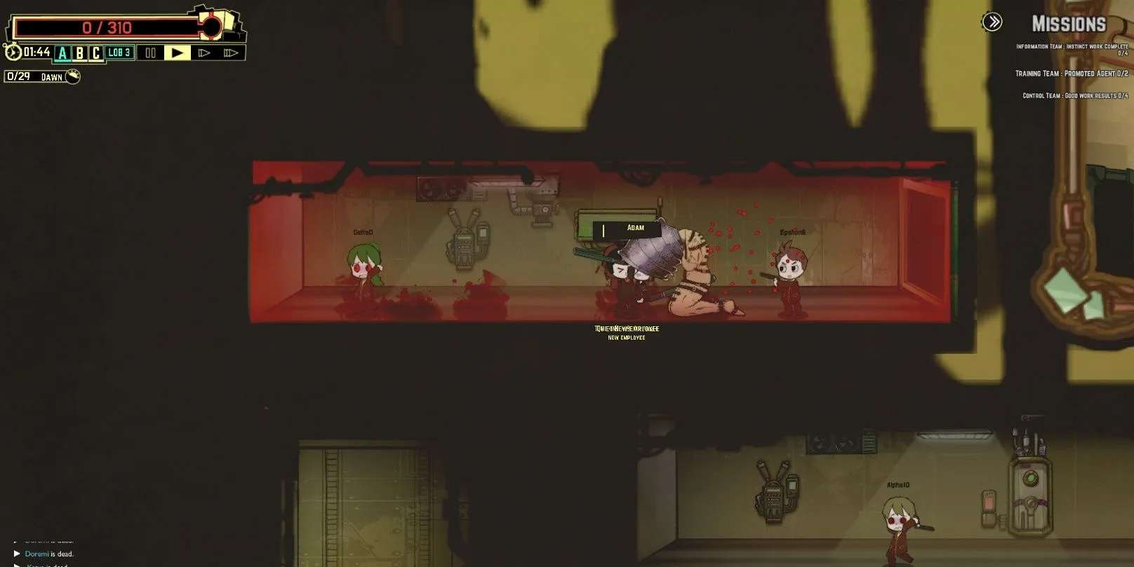 Nhân viên chiến đấu với quái vật trong Lobotomy Corporation ảnh hưởng đến chỉ số sanity