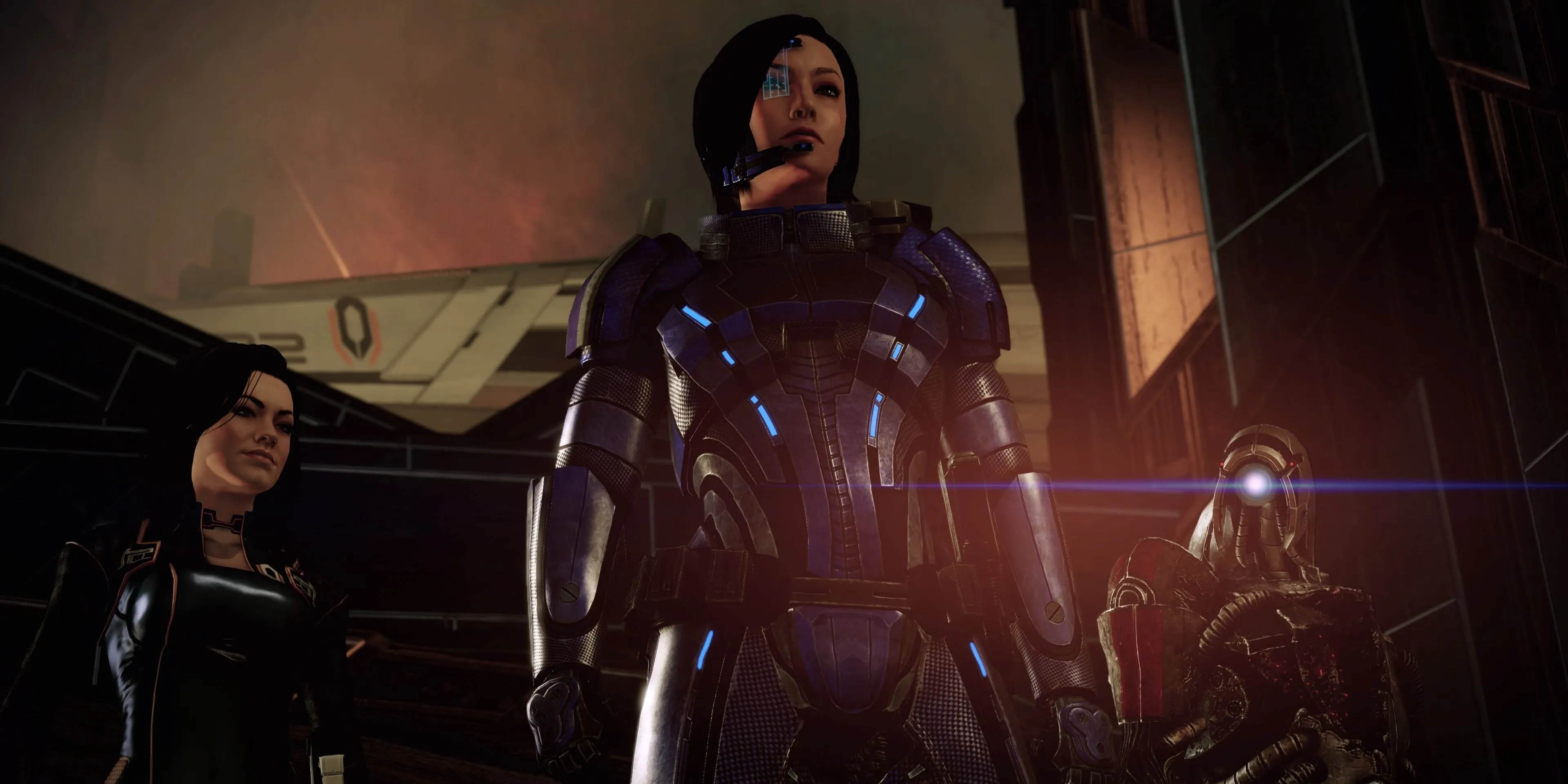 Nữ Commander Shepard tùy chỉnh trong Mass Effect 2 nhìn ra không gian từ tàu Normandy