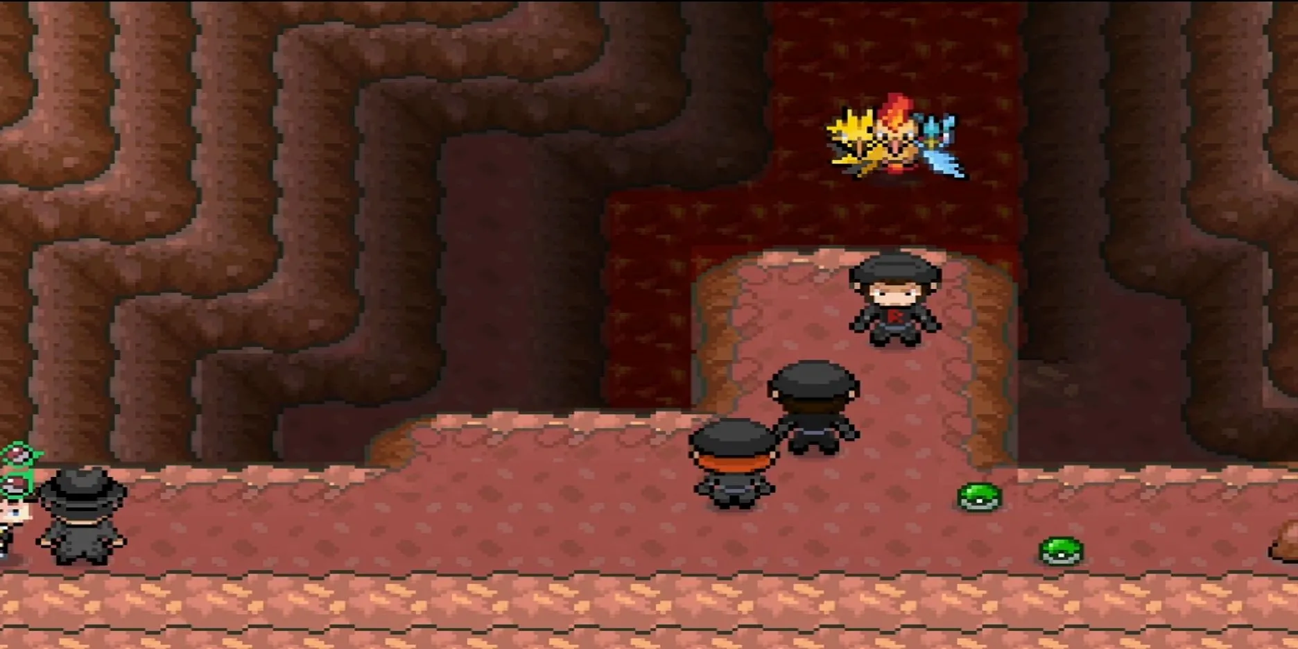 Núi Ember sau trận chiến dung hợp ba chống lại Giovanni trong Pokemon Infinite Fusion