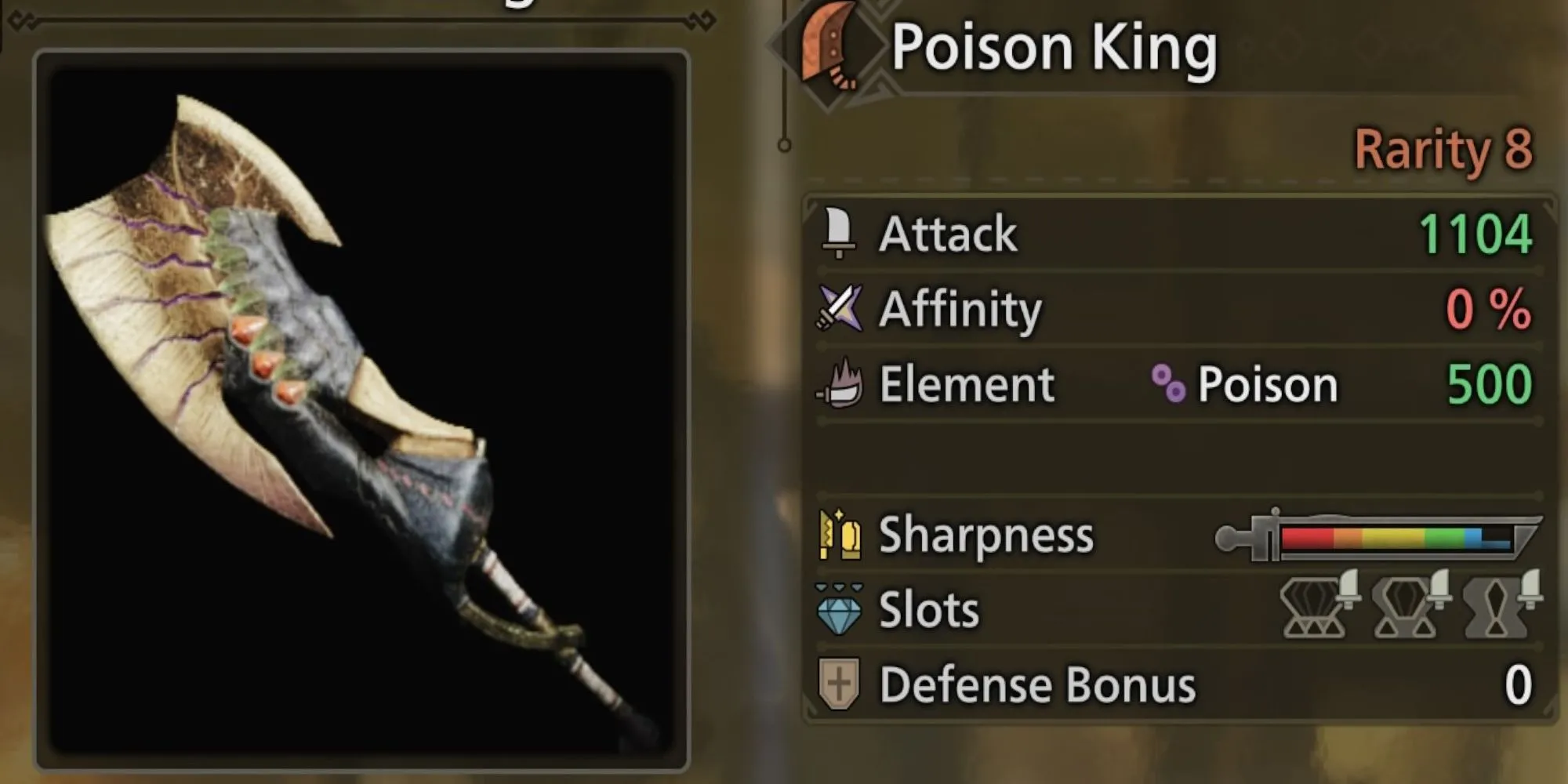 Poison King Greatsword từ Gypceros với sát thương độc cao trong Monster Hunter Wilds