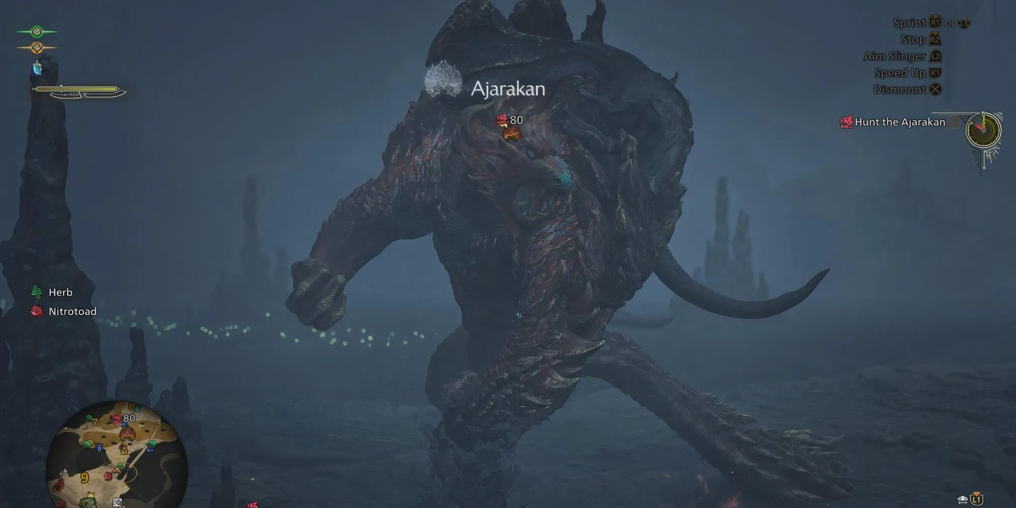 Quái vật Ajarakan trong Monster Hunter Wilds với vẻ ngoài rực lửa đặc trưng