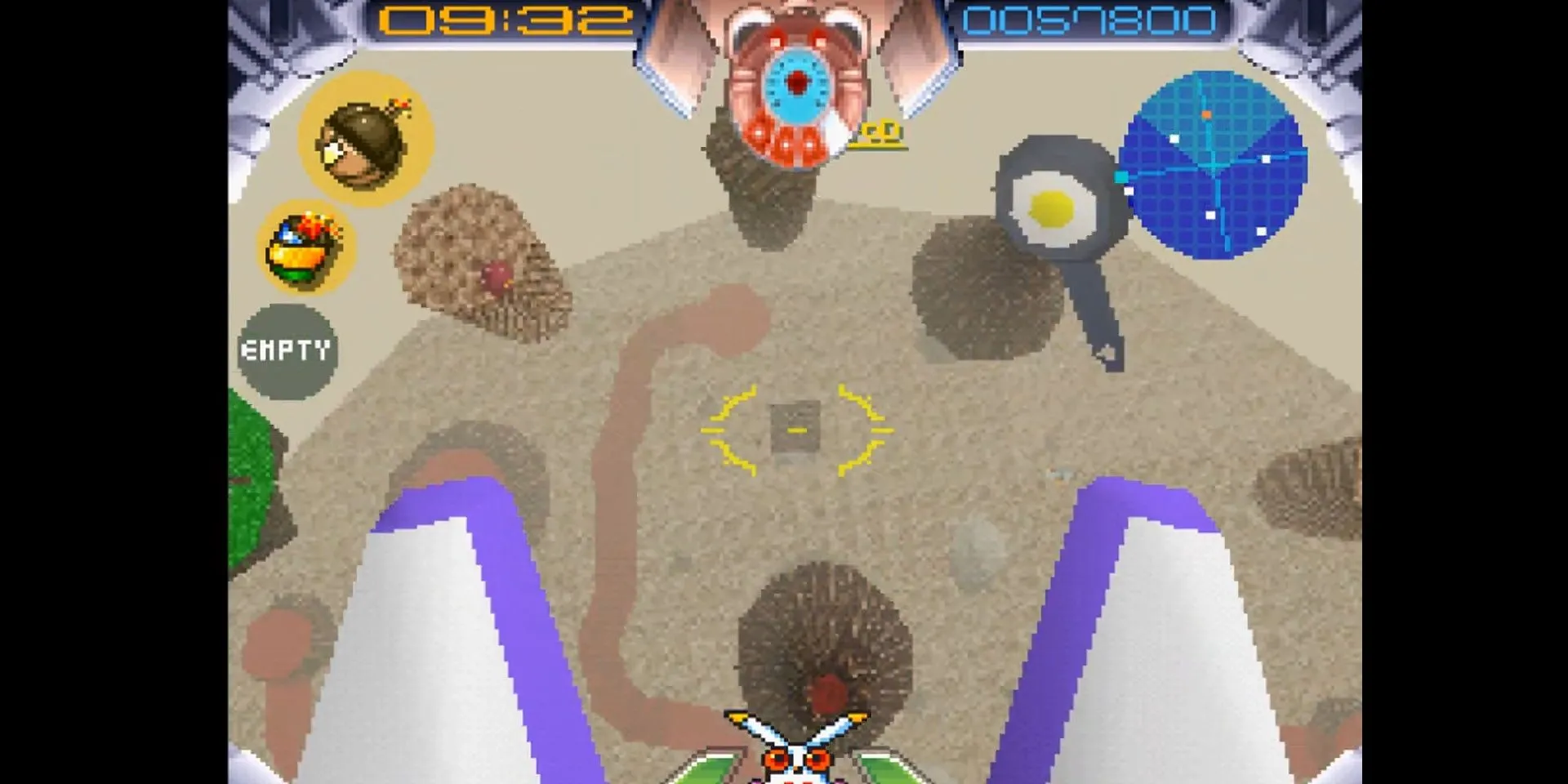 Robot thỏ Robbit nhảy cao trong game platformer góc nhìn thứ nhất Jumping Flash! trên PS1