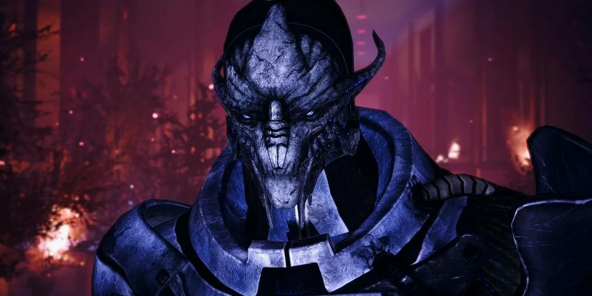 Saren Arterius, một Turian bị tha hóa, từ Mass Effect với vẻ mặt đầy quyết tâm