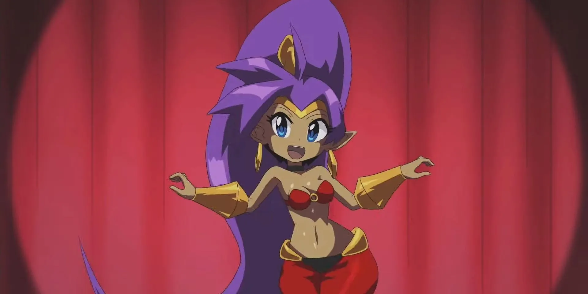 Shantae nhảy múa trên sân khấu trong game Shantae and the Seven Sirens