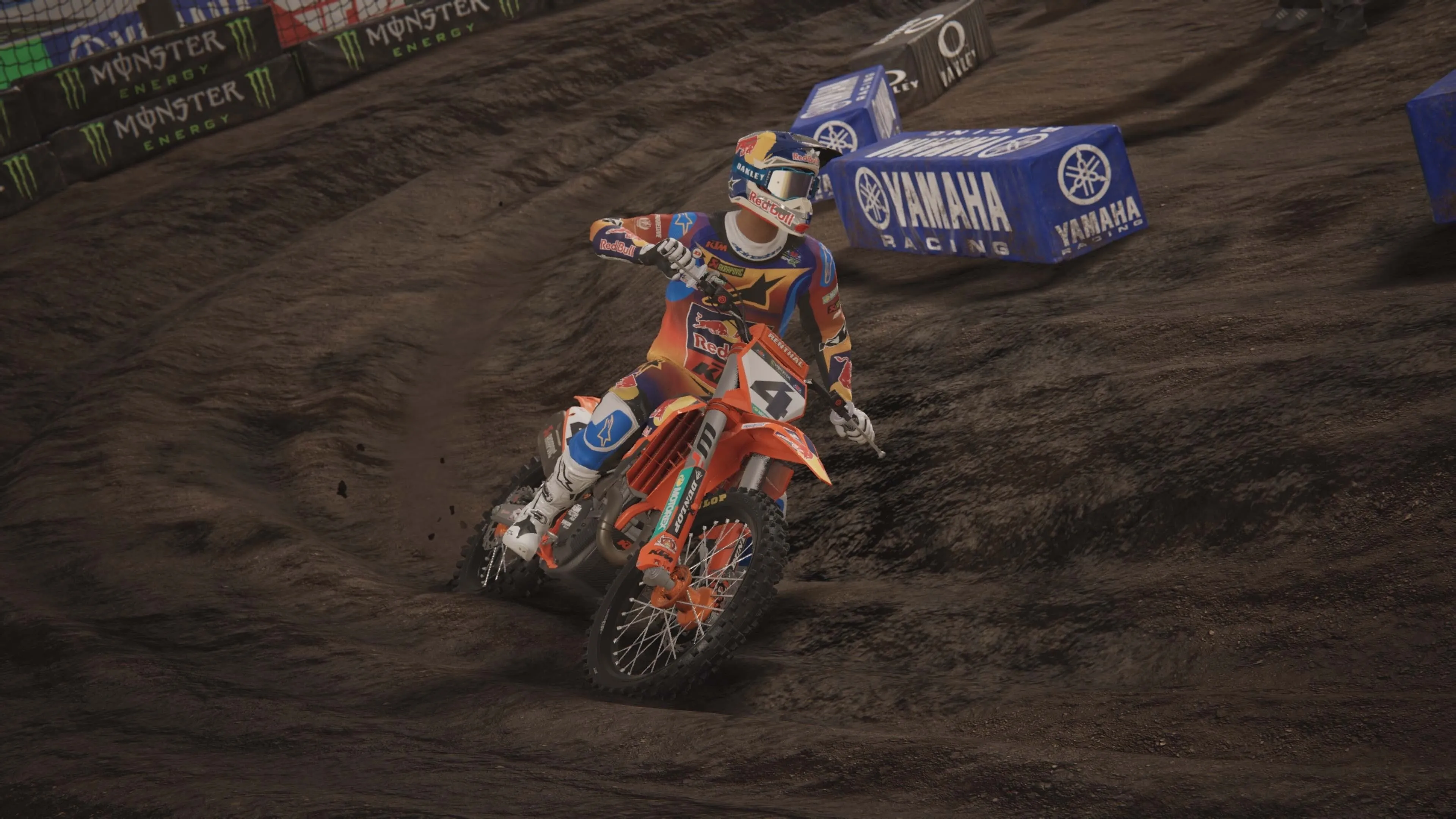 Tay đua xử lý khúc cua kỹ thuật trên đường đua Monster Energy Supercross 25