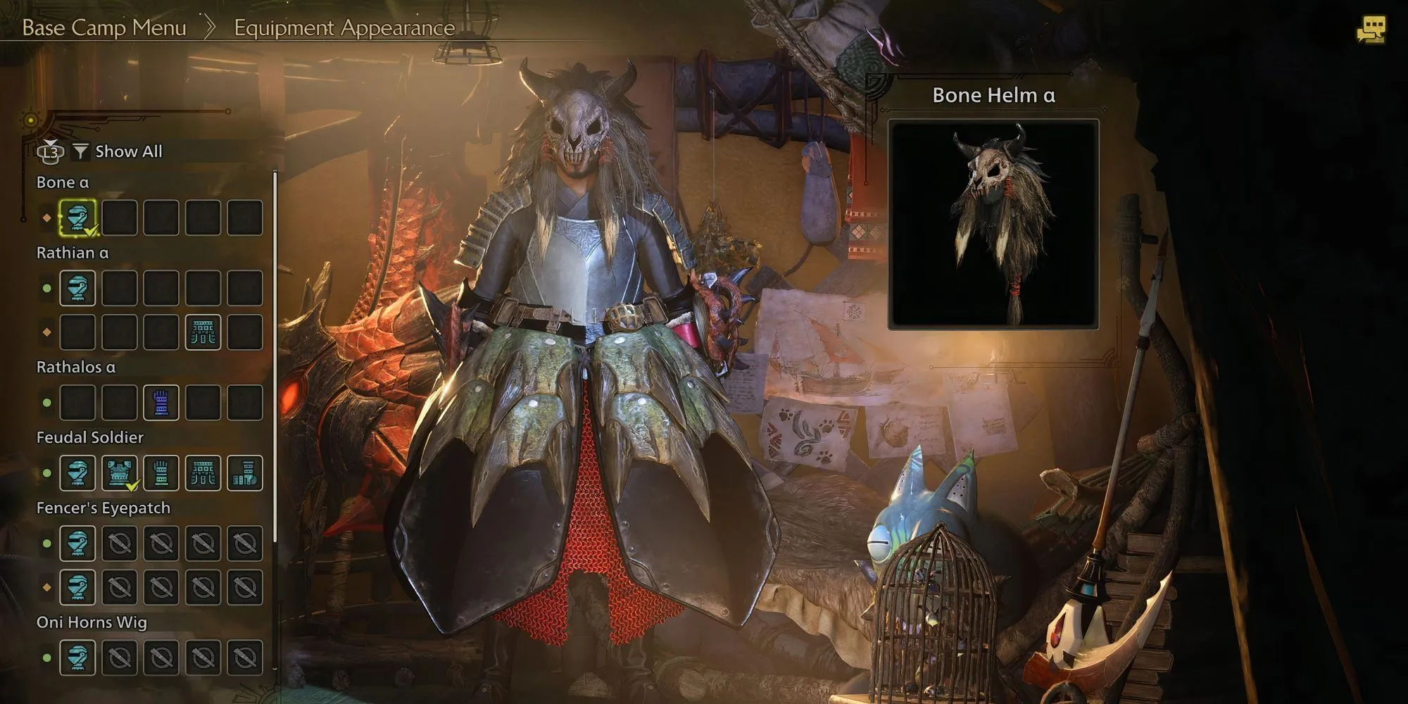 Thay đổi ngoại hình trang bị trong Monster Hunter Wilds tại lều