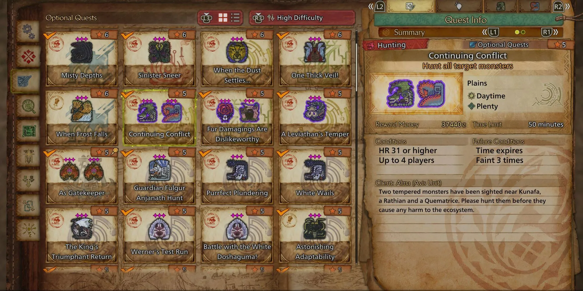 Thợ săn đối mặt Quái vật Tempered trong Monster Hunter Wilds để nhận nhiều điểm kinh nghiệm