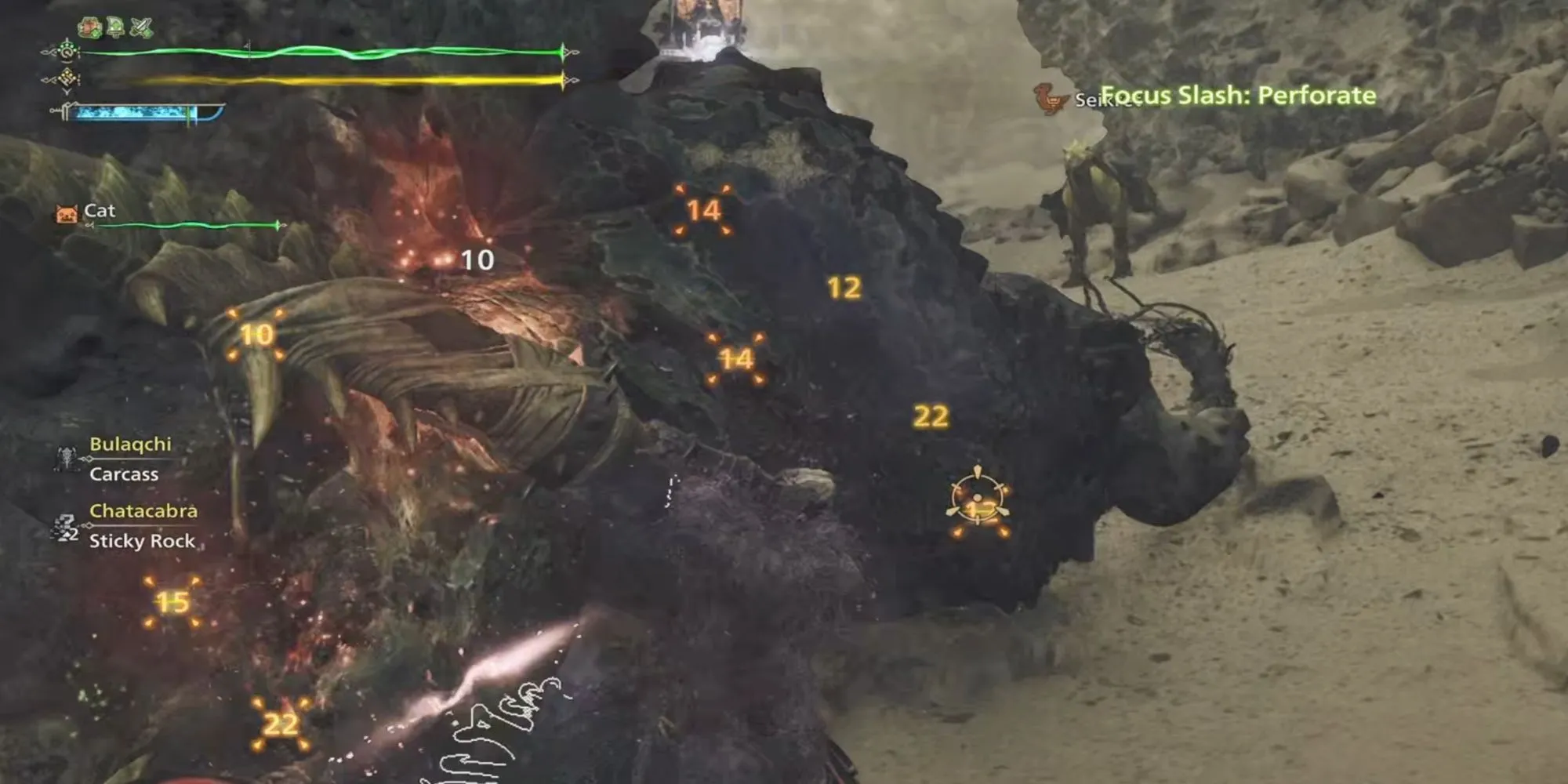 Thợ săn dùng Greatsword thực hiện đòn tấn công gây Vết Thương trong Monster Hunter Wilds, liên quan Bùa Xích Kiếm