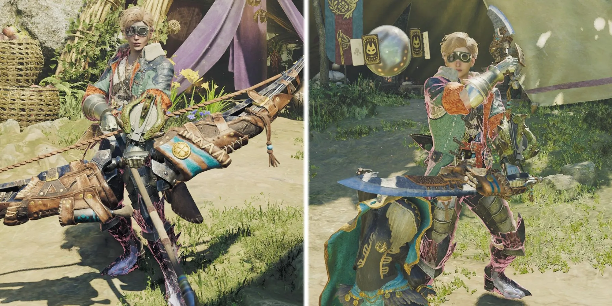 Thợ săn Monster Hunter Wilds sử dụng Cung và Song Đao linh hoạt