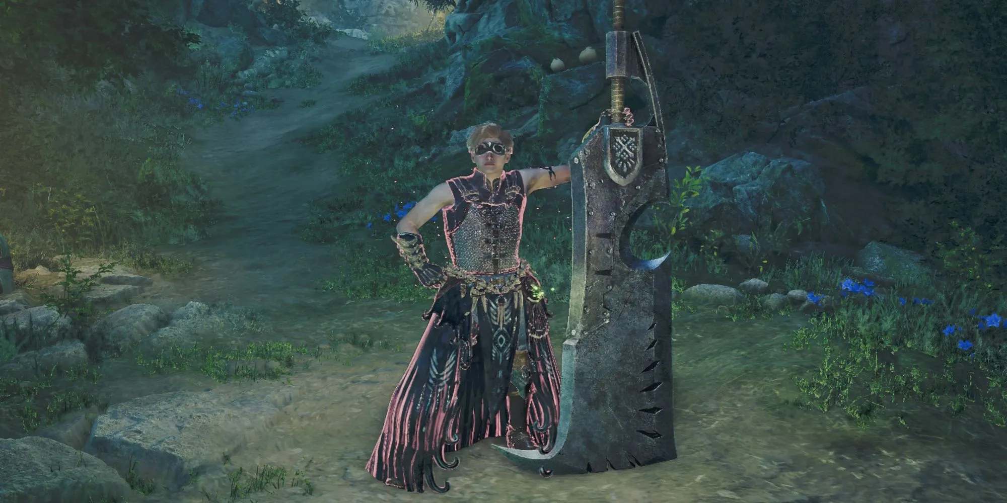 Thợ săn Monster Hunter Wilds với Greatsword sẵn sàng chiến đấu