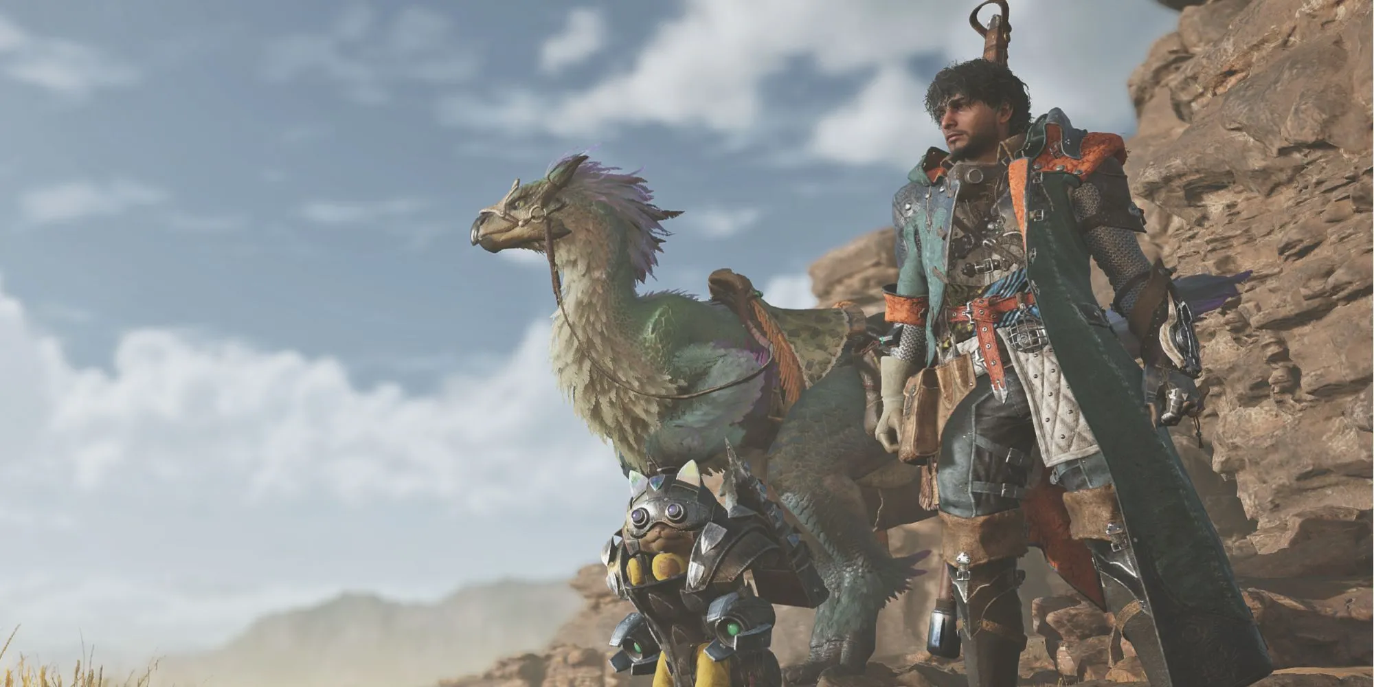 Thợ săn và Palico trong Monster Hunter Wilds đang chuẩn bị cho cuộc đi săn