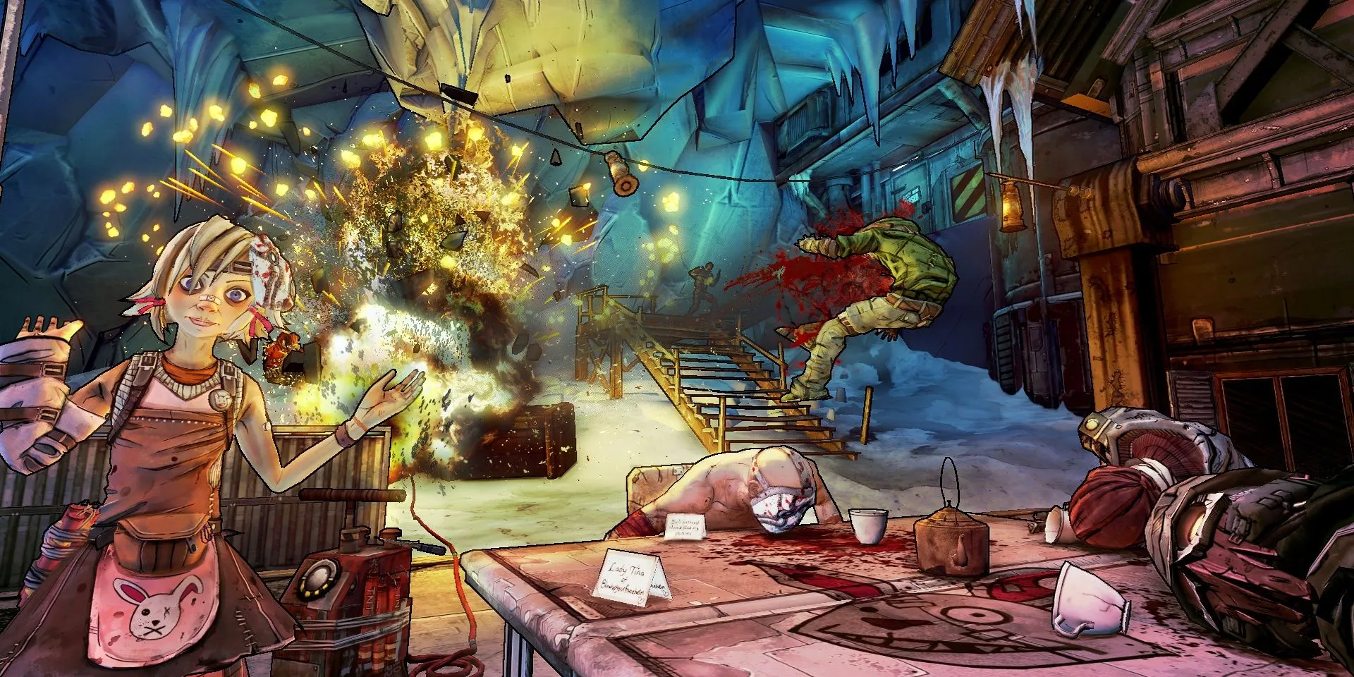 Tiny Tina cho nổ tung bọn cướp trong Borderlands 2 - một game bắn súng hài hước với nhiều nhân vật quái dị