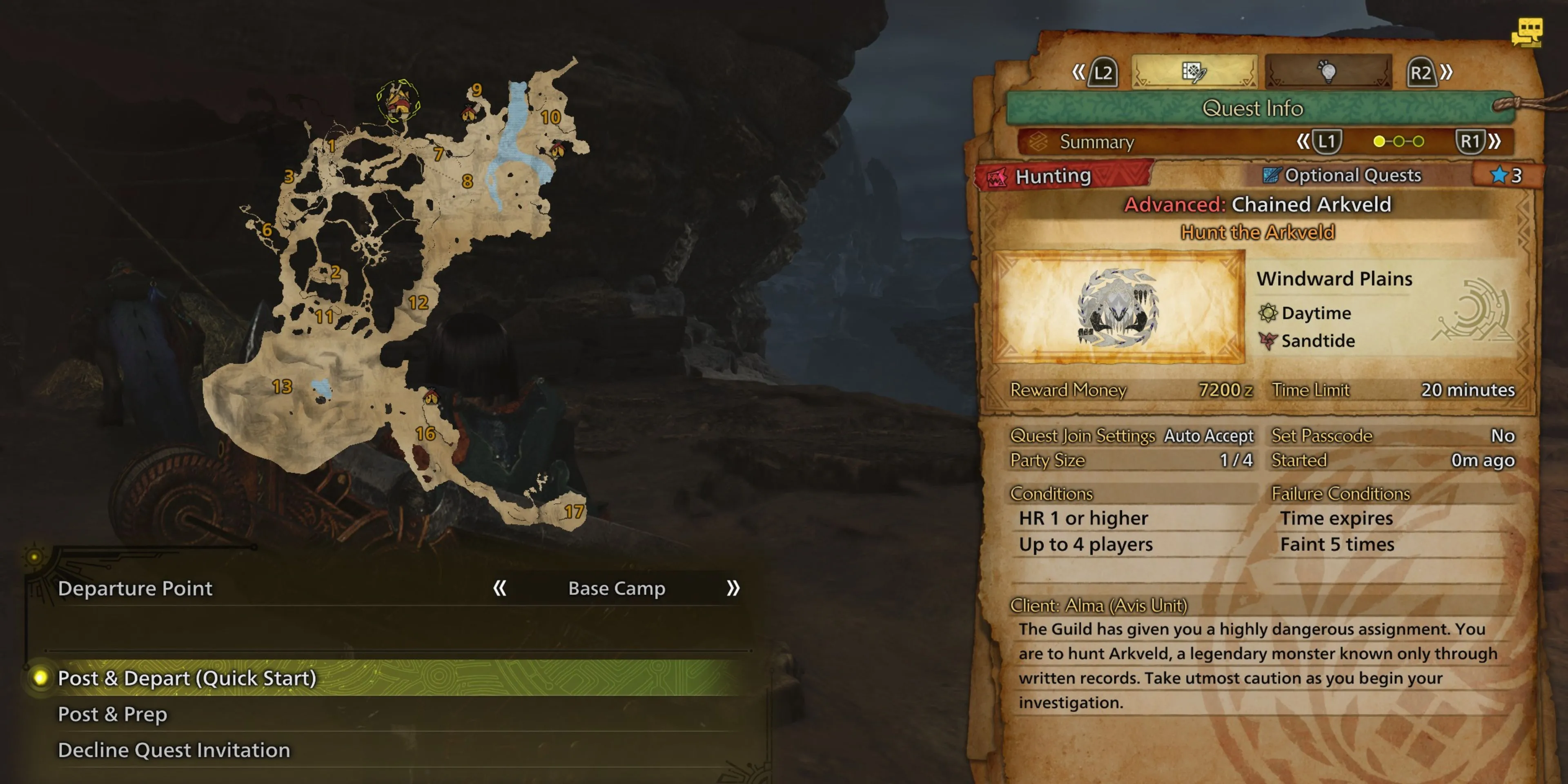 Tùy chọn đăng và khởi hành nhanh nhiệm vụ trong Link Party Monster Hunter Wilds