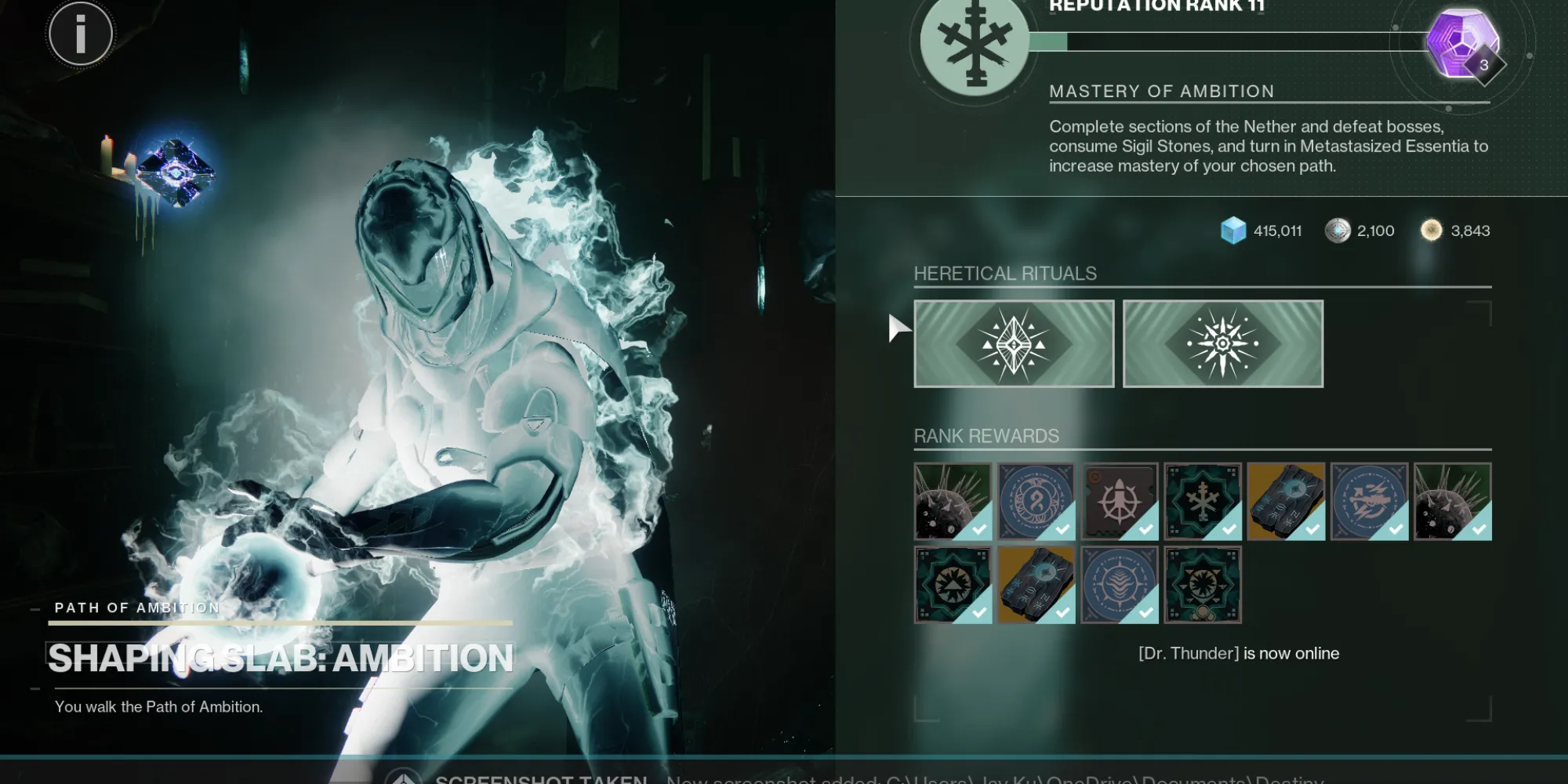 Vật phẩm Heavy Osseous Spine trong Destiny 2, cần thiết để đổi lấy nhiệm vụ A Hammer's Path cho Catalyst Hatchling