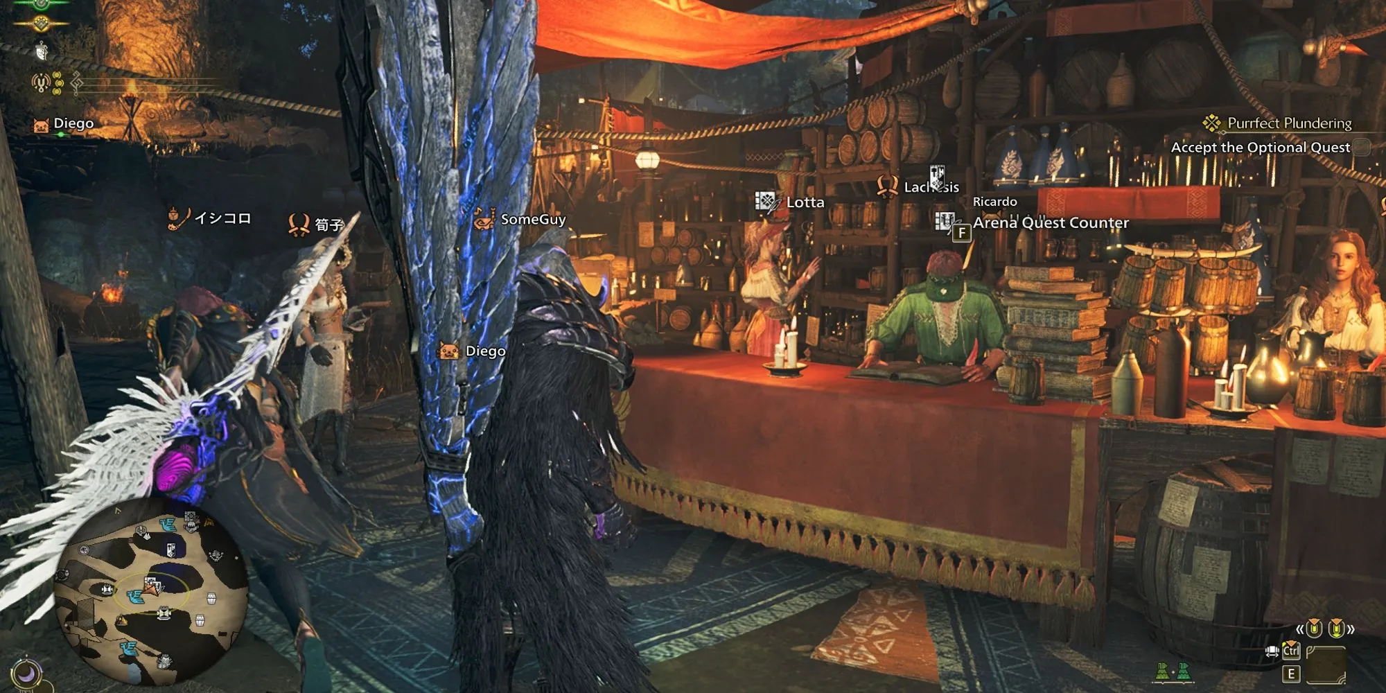 Vị trí nhận Arena Quest tại Grand Hub trong Monster Hunter Wilds