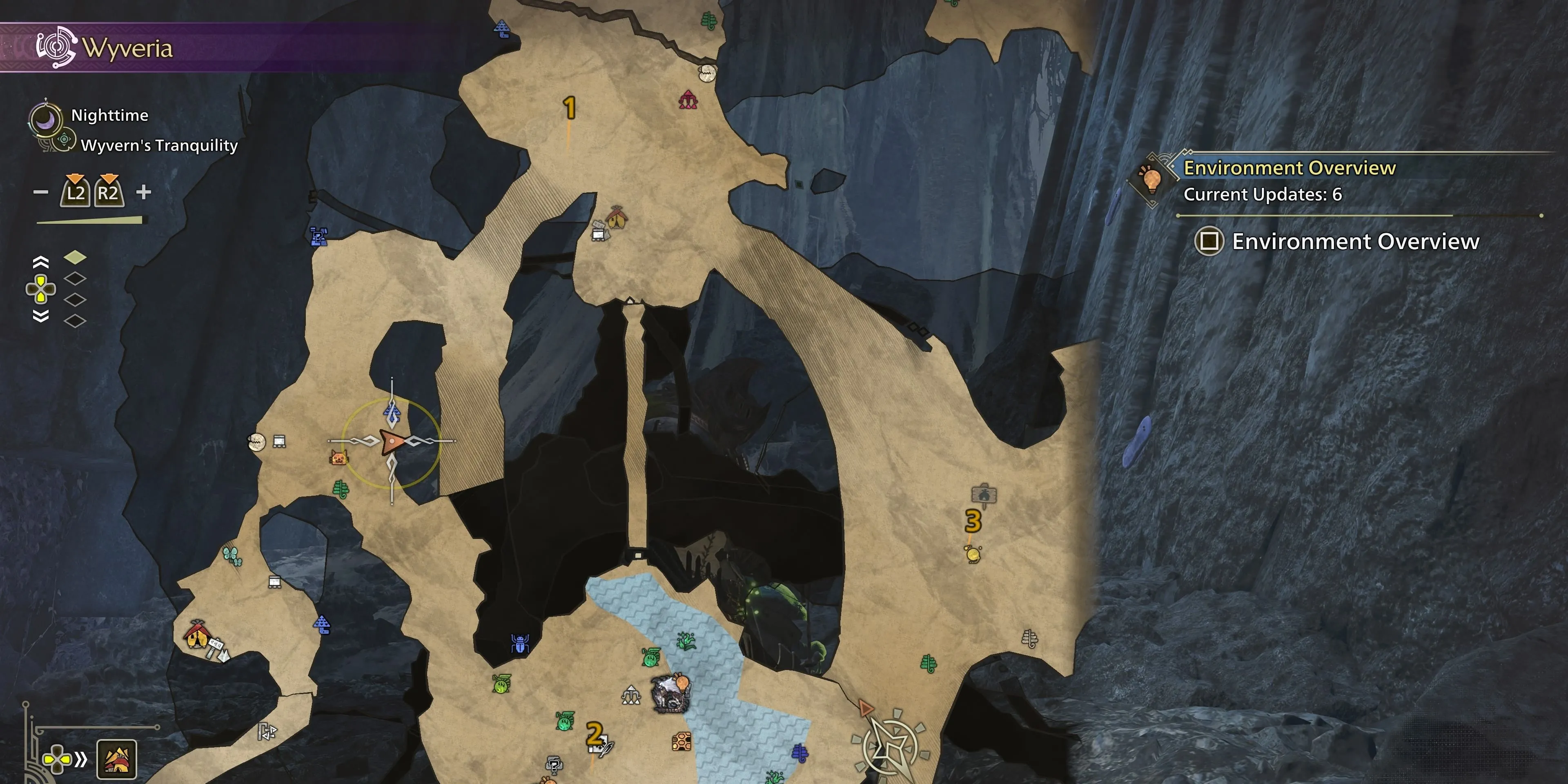 Vị trí tìm Gillopod trên tường gần Phế Tích Wyverian trong Monster Hunter Wilds