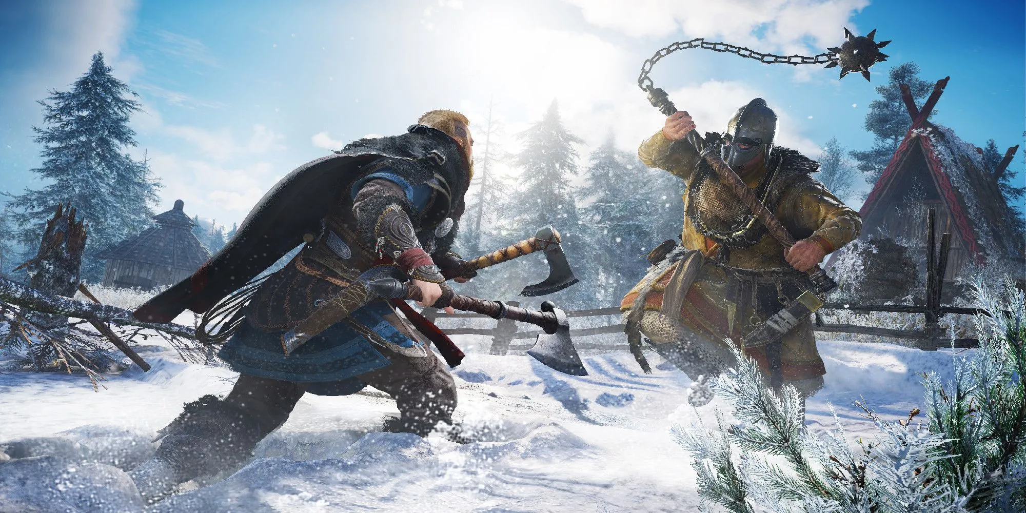 AC Valhalla Eivor fighting another viking