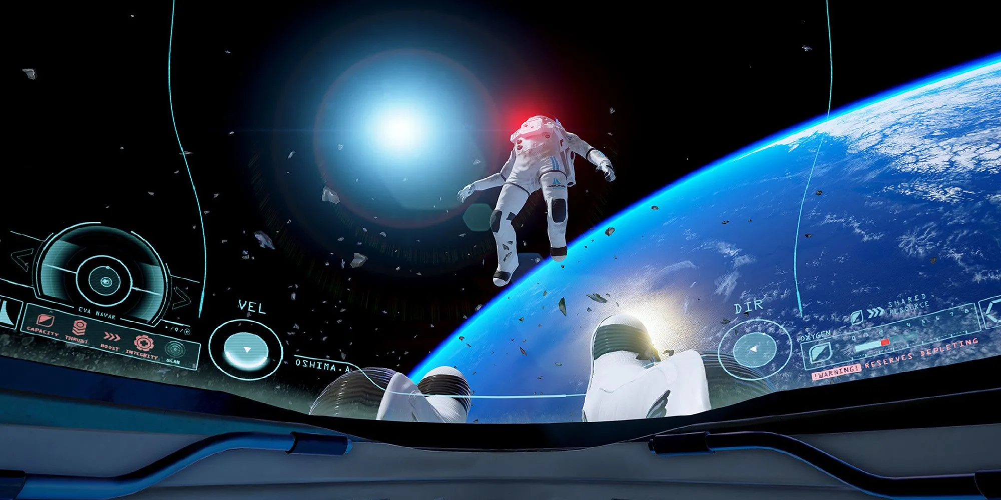 Adrift player floating in space