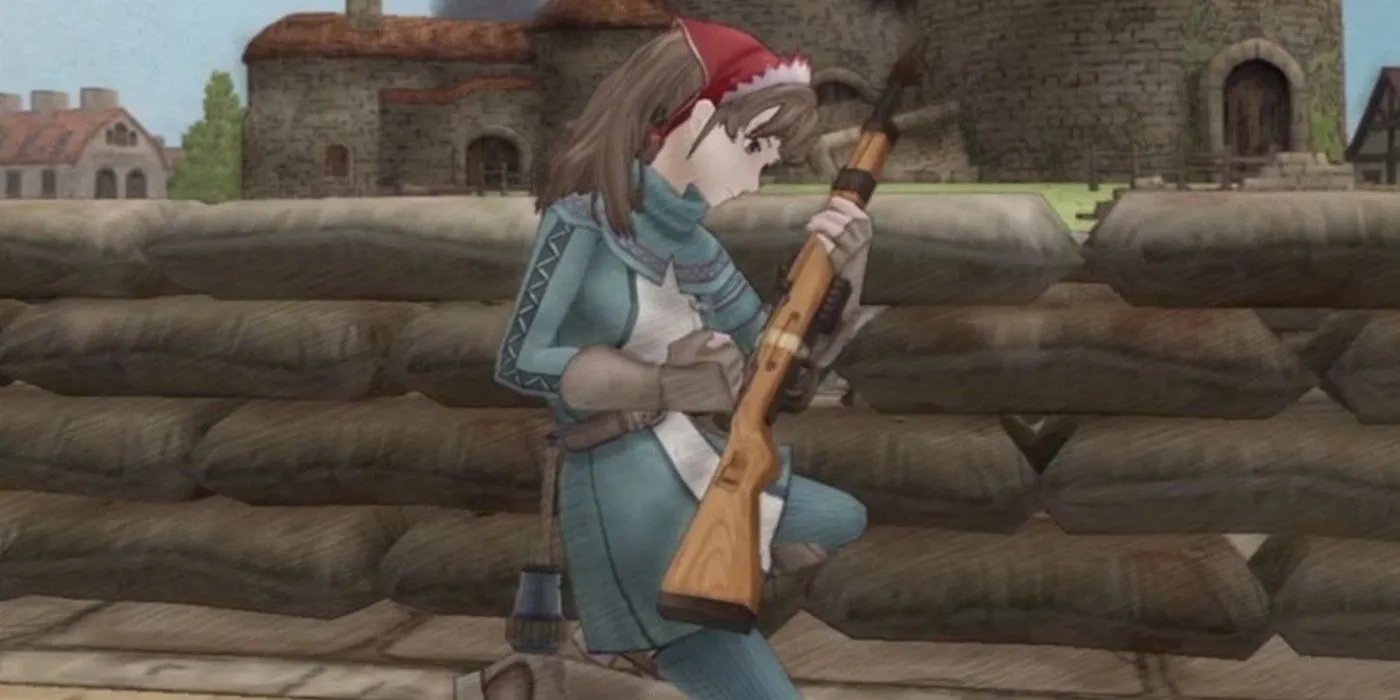 Alicia nạp đạn trong Valkyria Chronicles