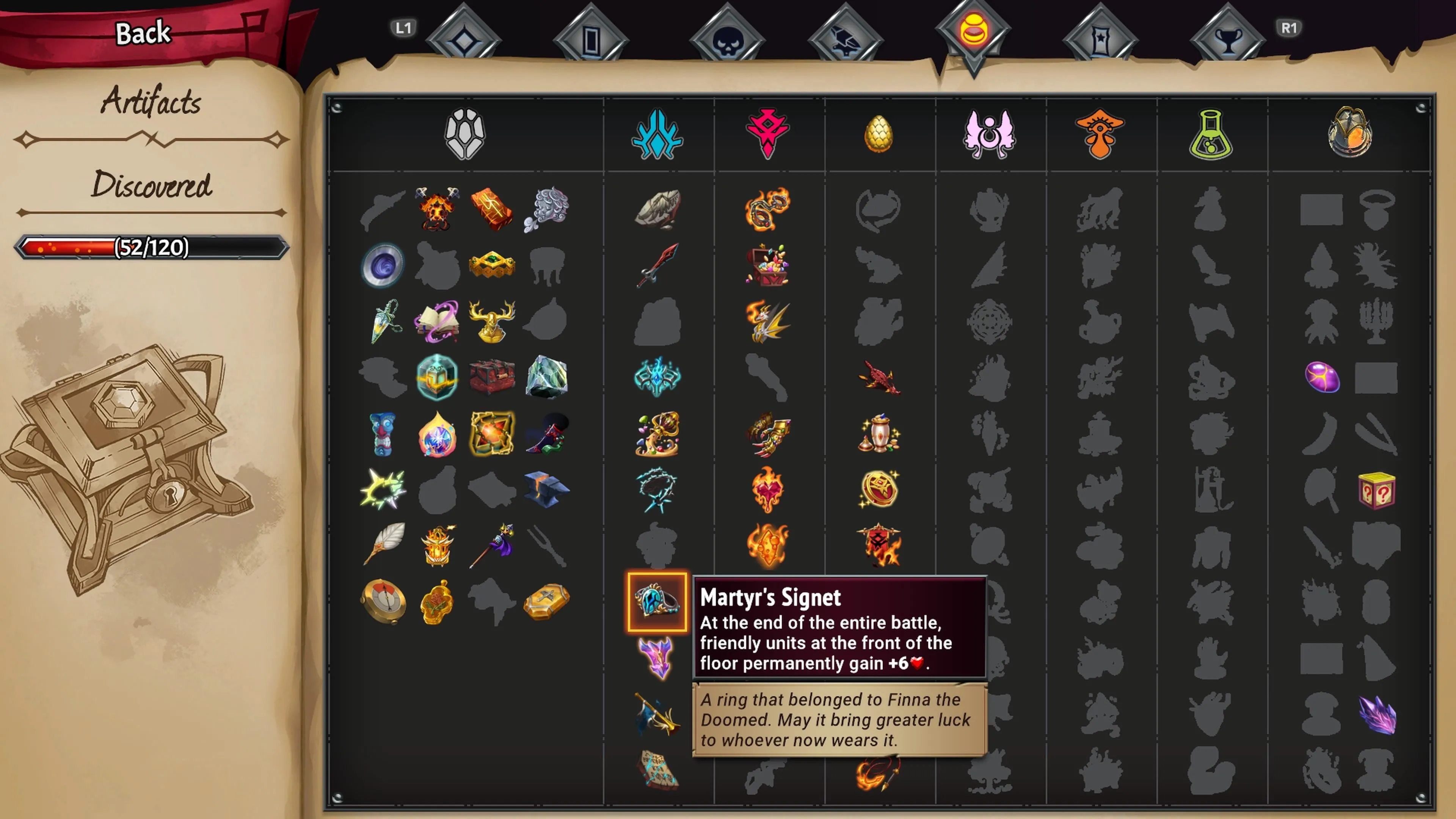 Ấn Ký Kẻ Tử Vì Đạo là một artifact tăng máu vĩnh viễn cho đơn vị tuyến đầu trong Monster Train 2