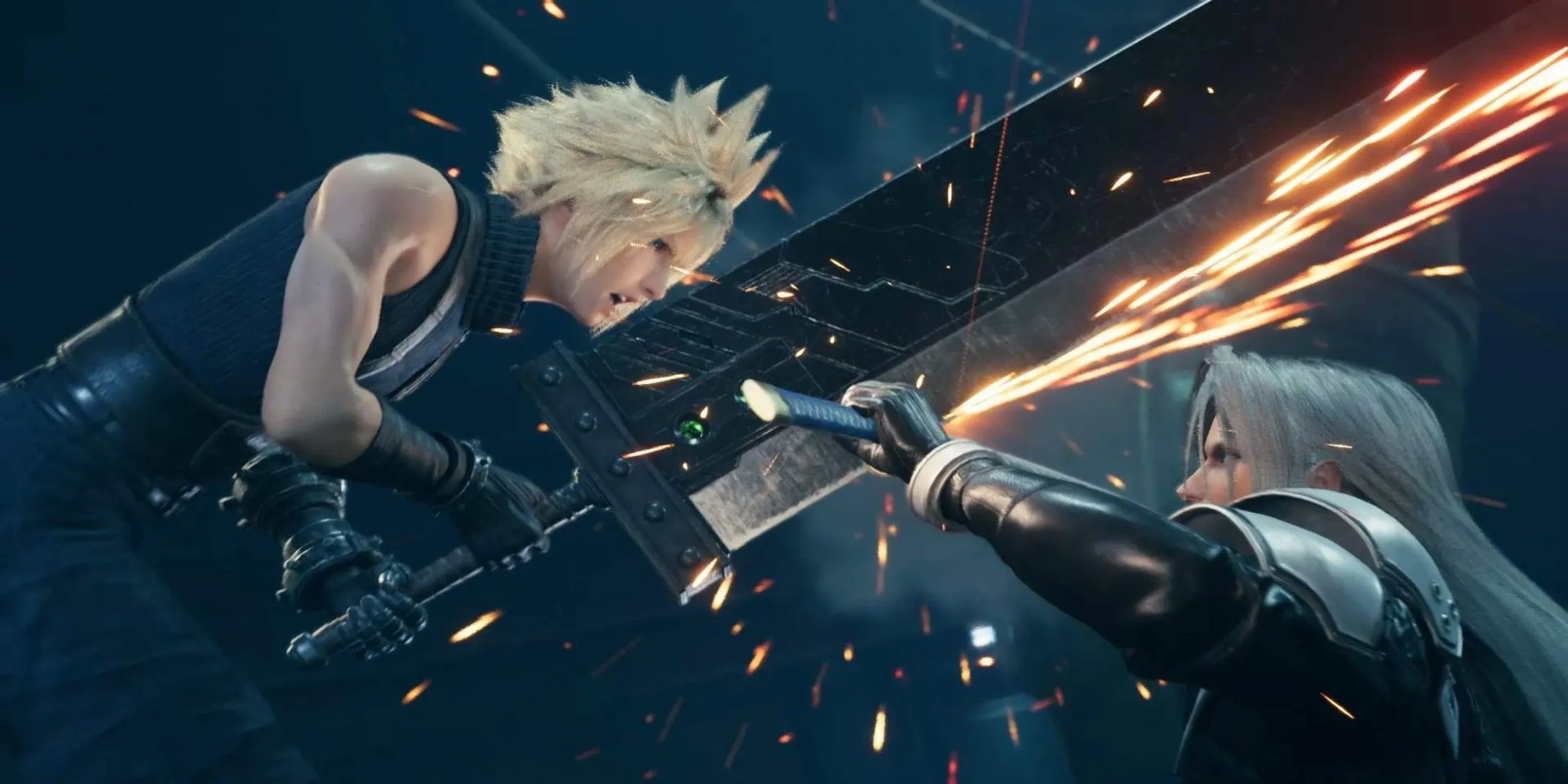 Ảnh chụp nhân vật Cloud và Sephiroth trong Final Fantasy 7 Remake