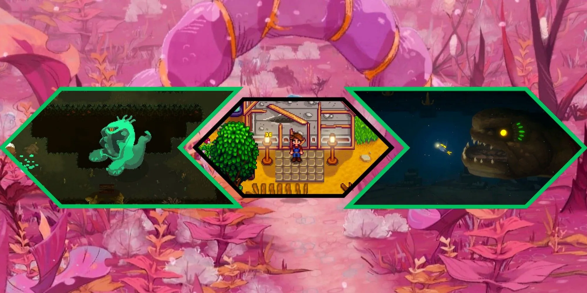 Ảnh ghép các game Cozy với yếu tố RPG như I Was a Teenage Exocolonist, Moonlighter, Stardew Valley, Dave the Diver