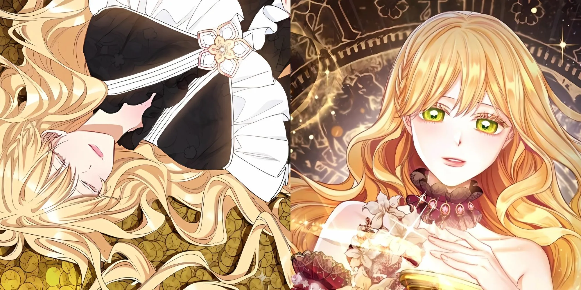 Bìa manhwa The Villainess Turns the Hourglass, minh họa nhân vật Aria Roscente