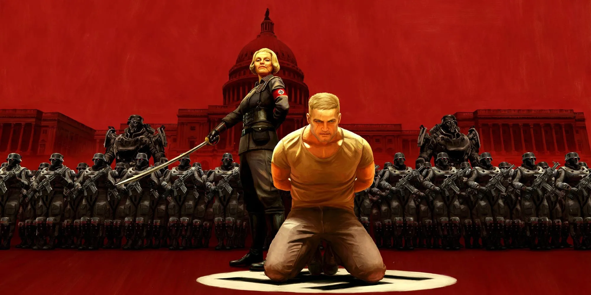 B.J. Blazkowicz đối mặt với Frau Engel trong Wolfenstein