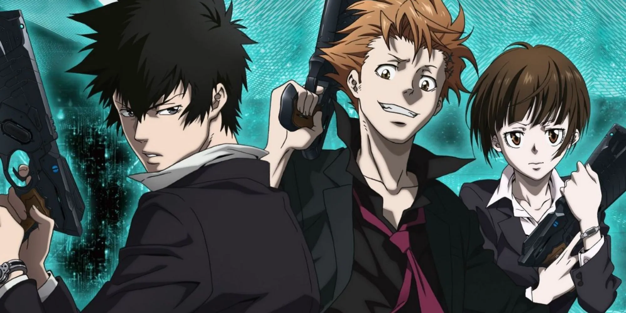 Bộ đôi thanh tra Akane Tsunemori và chấp hành viên Shinya Kogami trong anime Psycho-Pass, một thế giới giả tưởng đầy rẫy các vấn đề tâm lý và đạo đức.