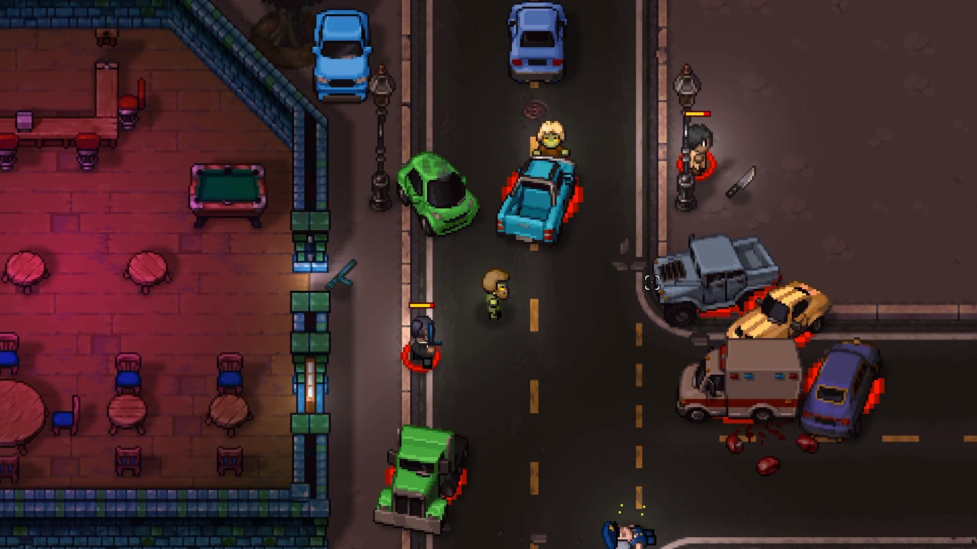 Cảnh chiến đấu và tương tác trong game Streets Of Rogue 2