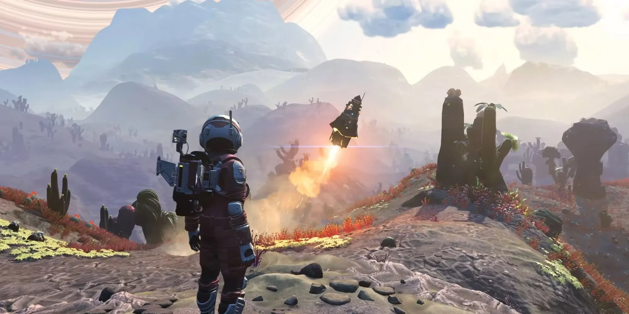 Cảnh phóng tên lửa trong No Man's Sky
