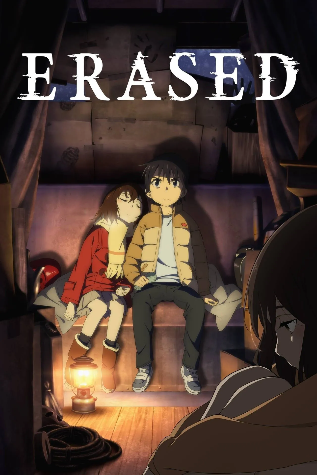 Cảnh tuyết rơi trong anime Erased, bối cảnh quan trọng nơi Satoru trở về quá khứ để giải cứu bạn bè