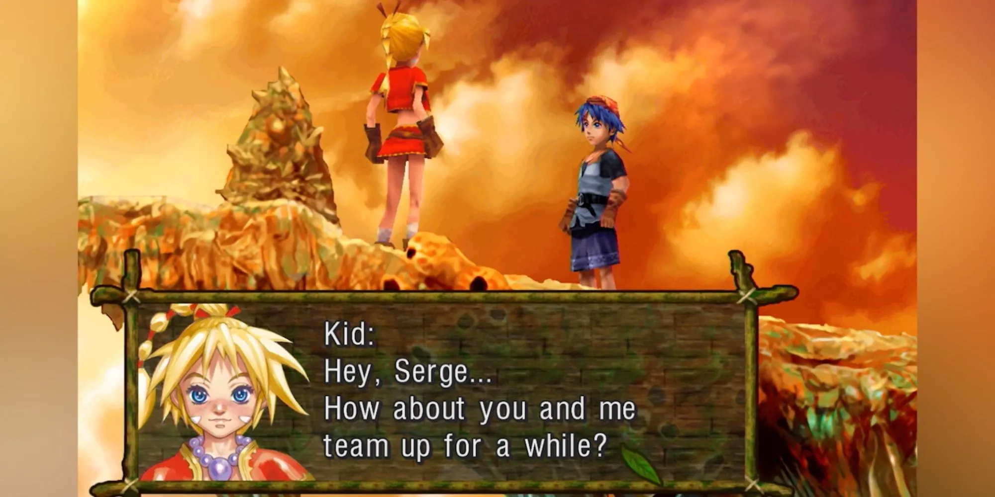 Chrono Cross: Kid nắm tay Serge