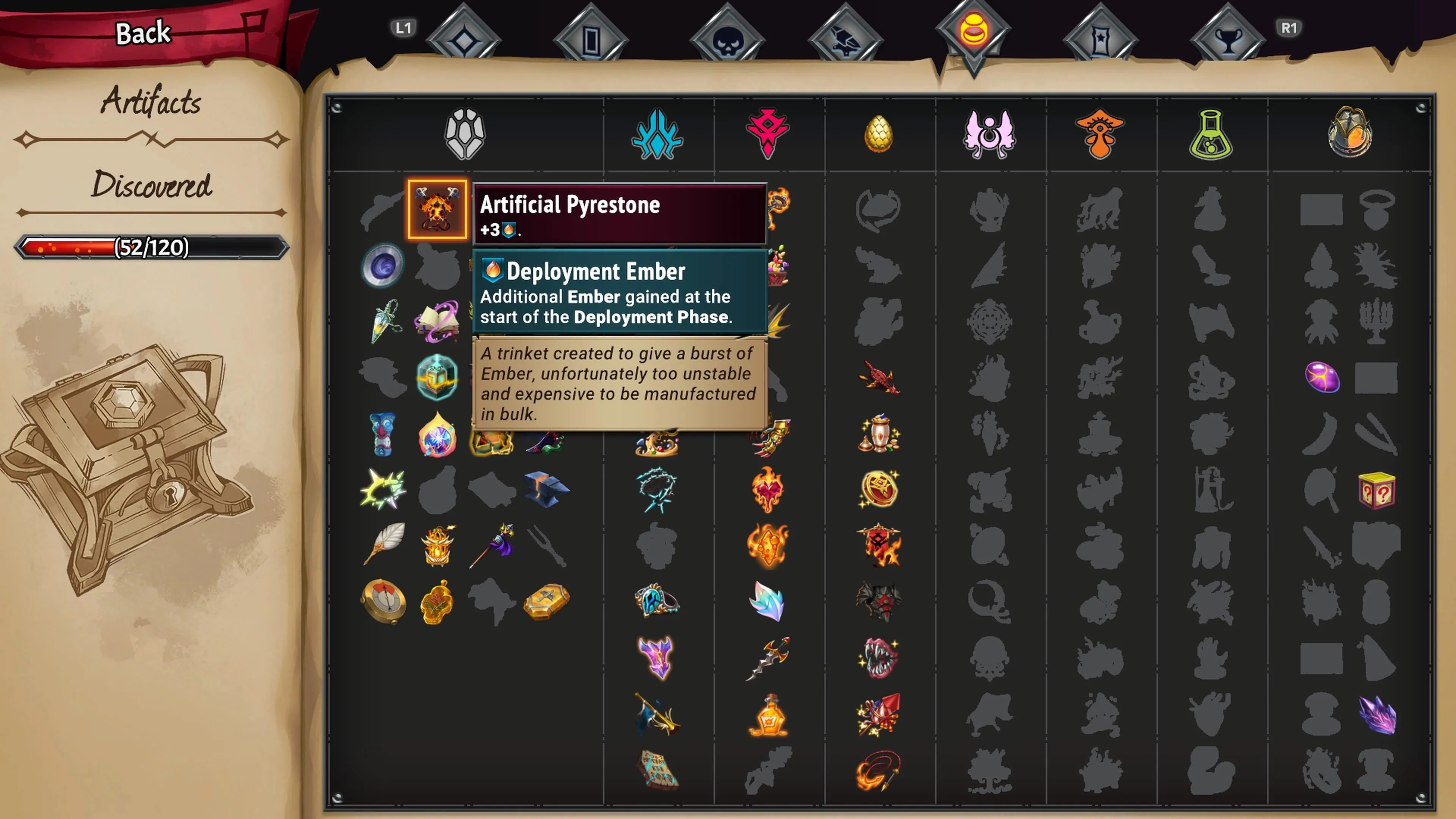 Đá Lửa Nhân Tạo là artifact giúp tăng lượng Ember khi triển khai đơn vị trong Monster Train 2